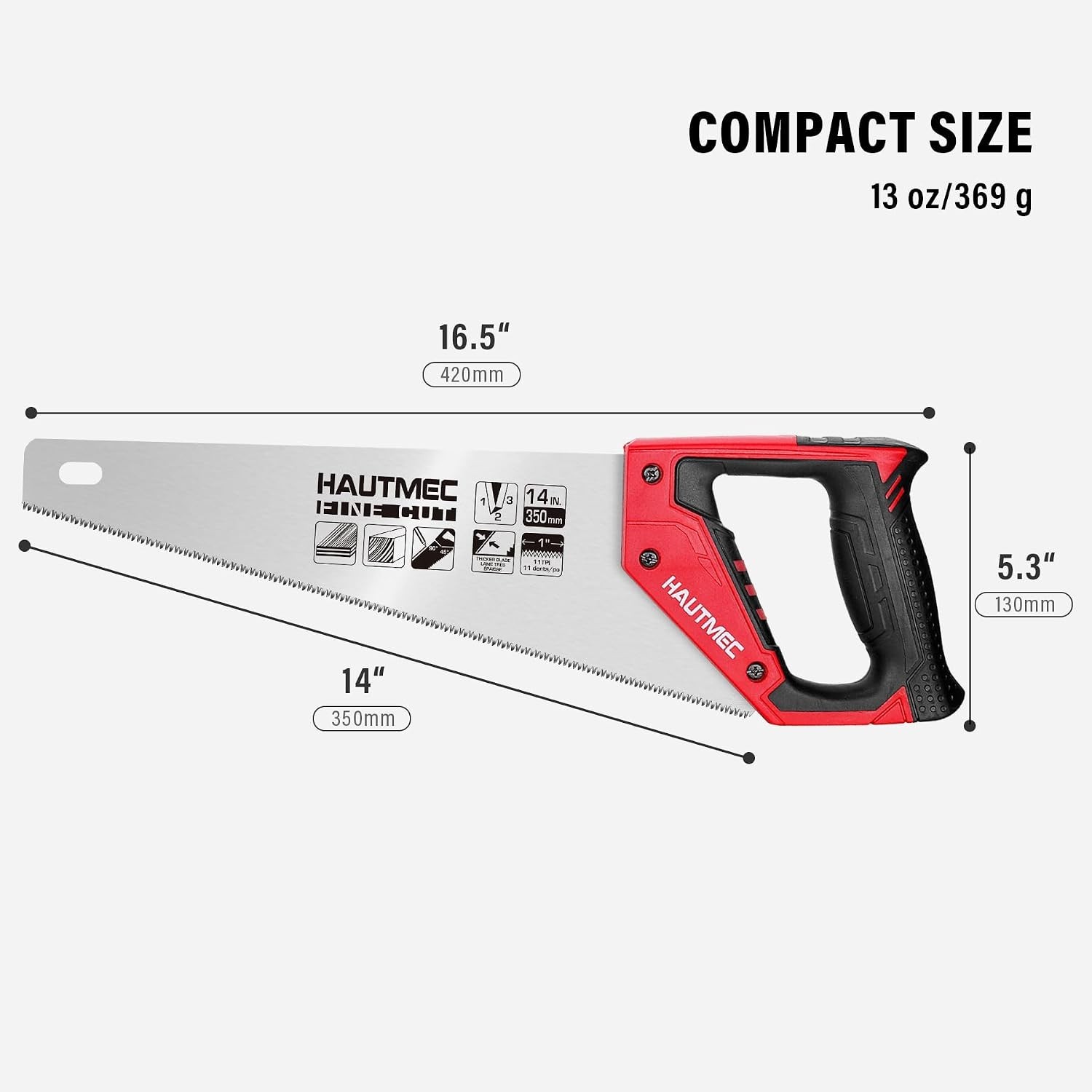14 Inch Fine Cut Hand Saw for Gardening and Woodworking – Non-Slip Handle