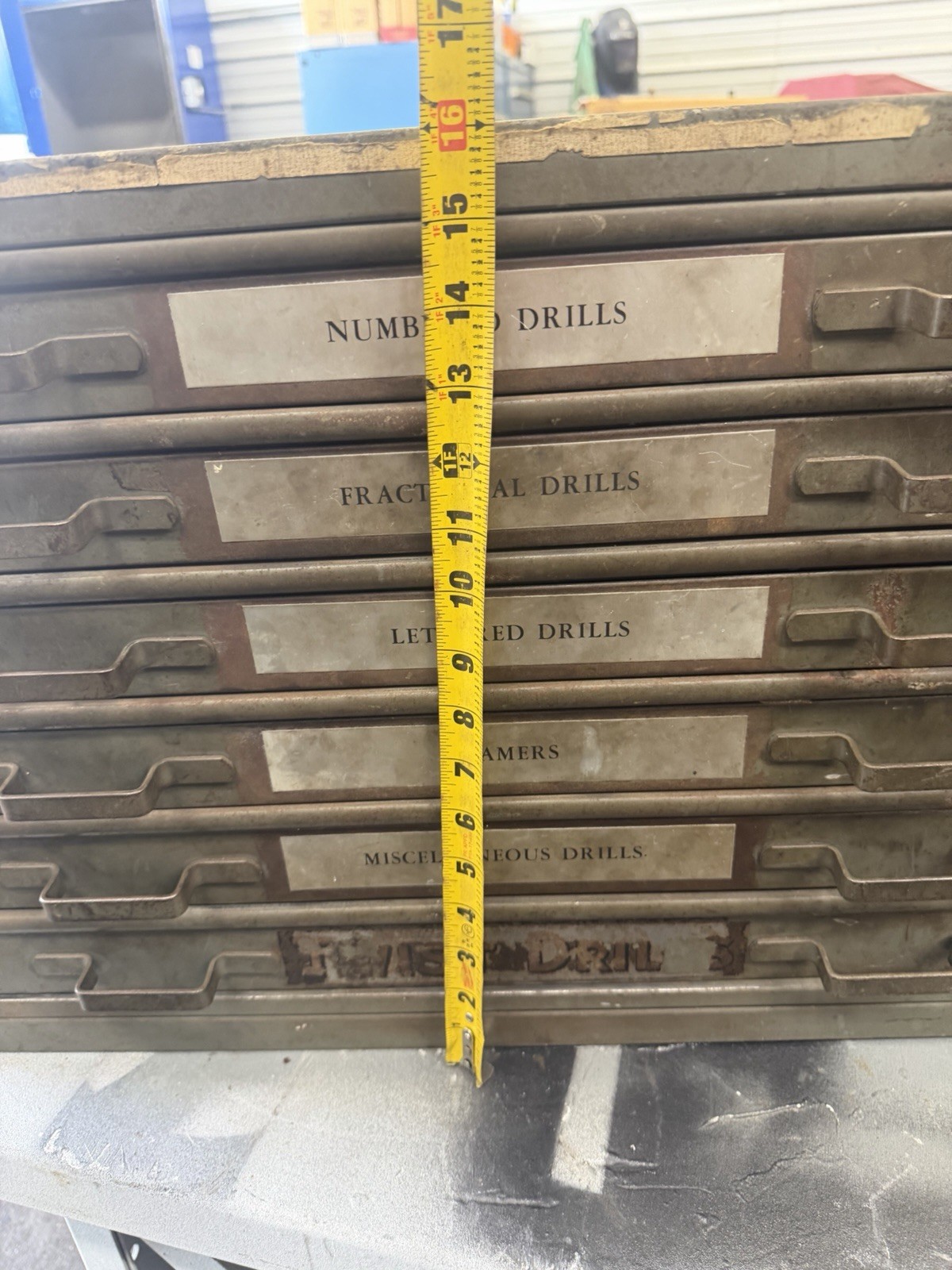 Vintage Cleveland Twist Drill Bit Number Letter Fraction Index Holder 6 Drawer