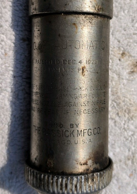 Vintage Allenite Push Type Grease Gun Bassick Mfg Chicago Patent 1923 USA