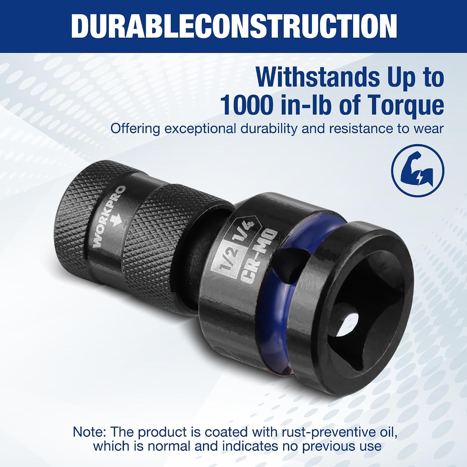 1/2 inch Drive to 1/4 inch Hex Quick Release CR MO Steel Adapter 1/2 inch