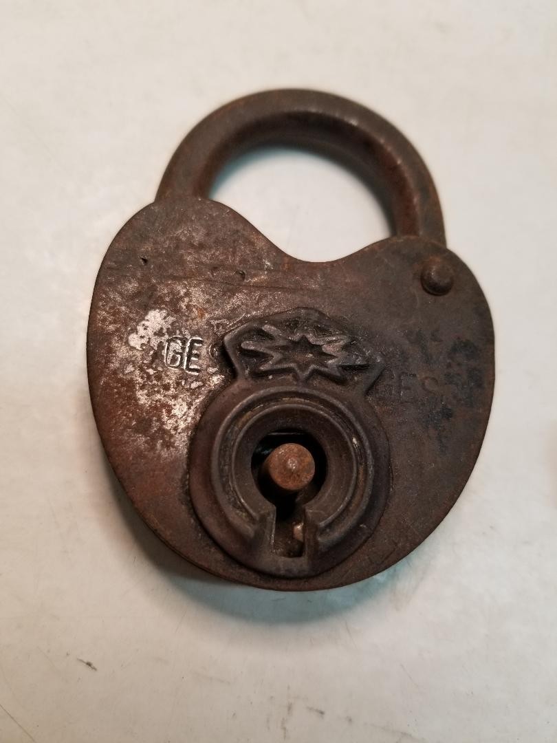 Antique German Pancake Padlock w/key – Old Vintage Antique 1800s Style. Working!