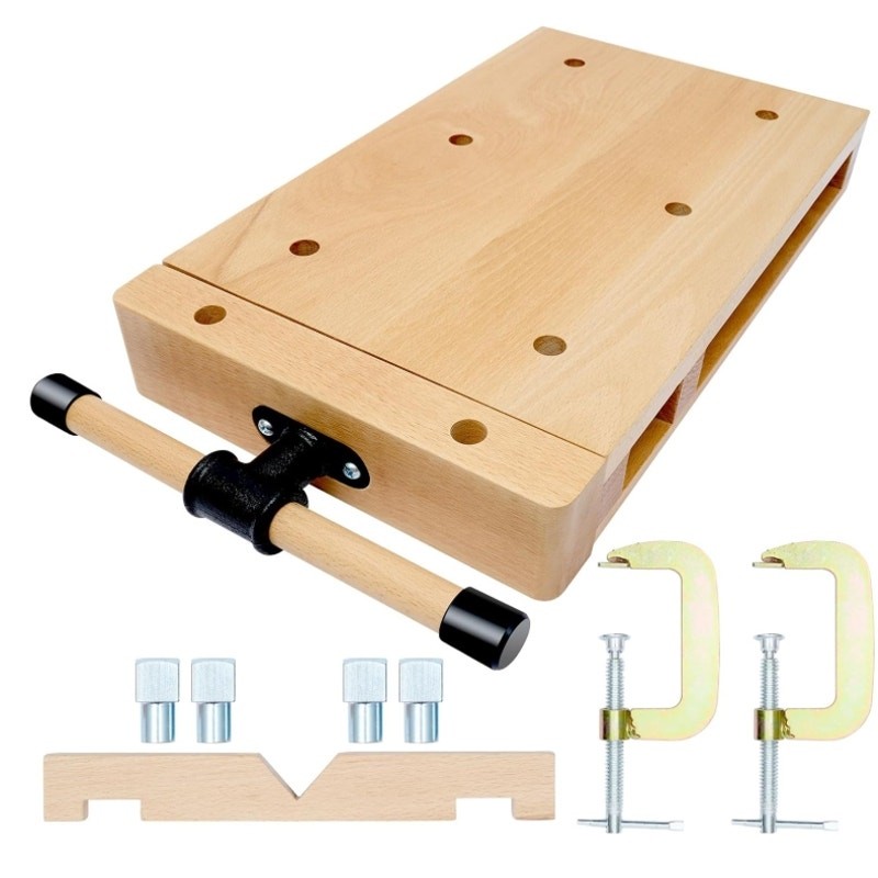 Portable Woodworking Vise Workbench Clamp w/ Bench Dogs & C-Clamps Open Box