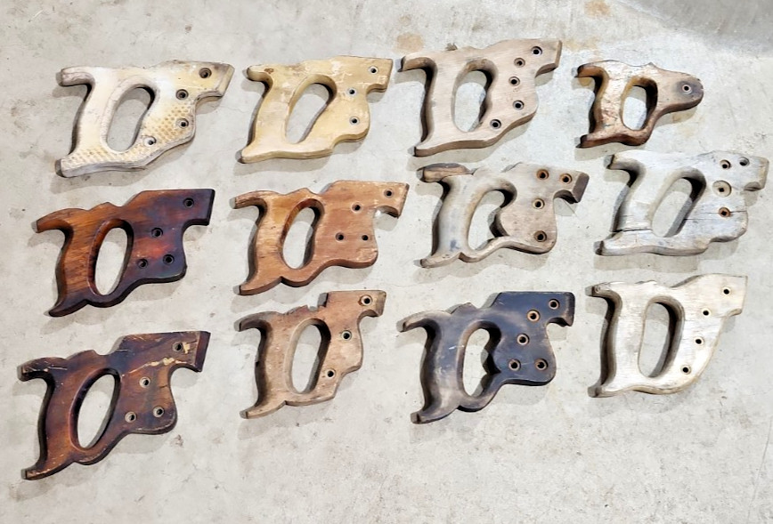 Lot of 12 Hand Saw Handles Woodworking Tool Disston Superior Warranted Others