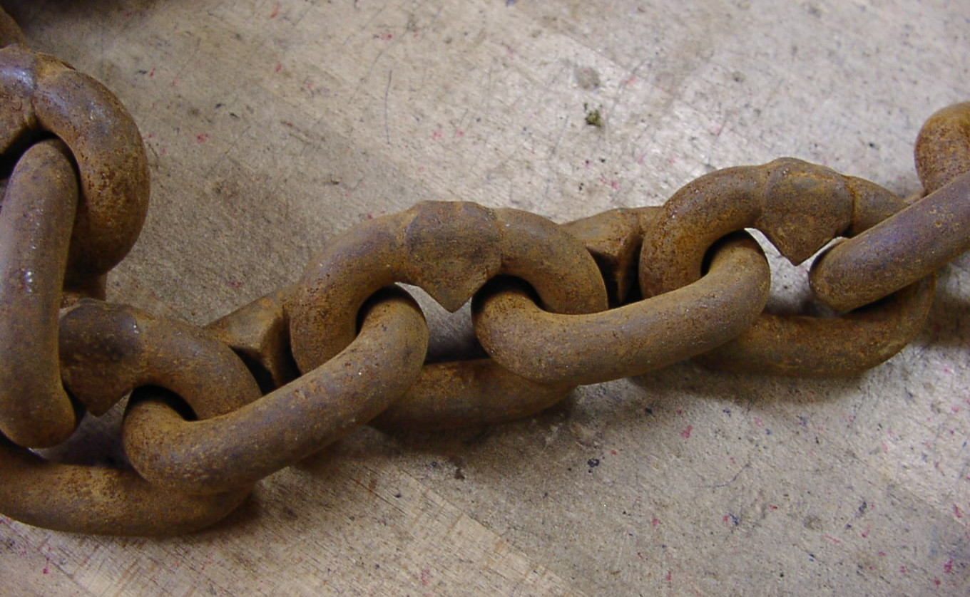 Vntg 7’10” Tow Chain,Logging,Lifting W/2 Slip Hooks &Yoke,”V” Pattern 3/8″ Links