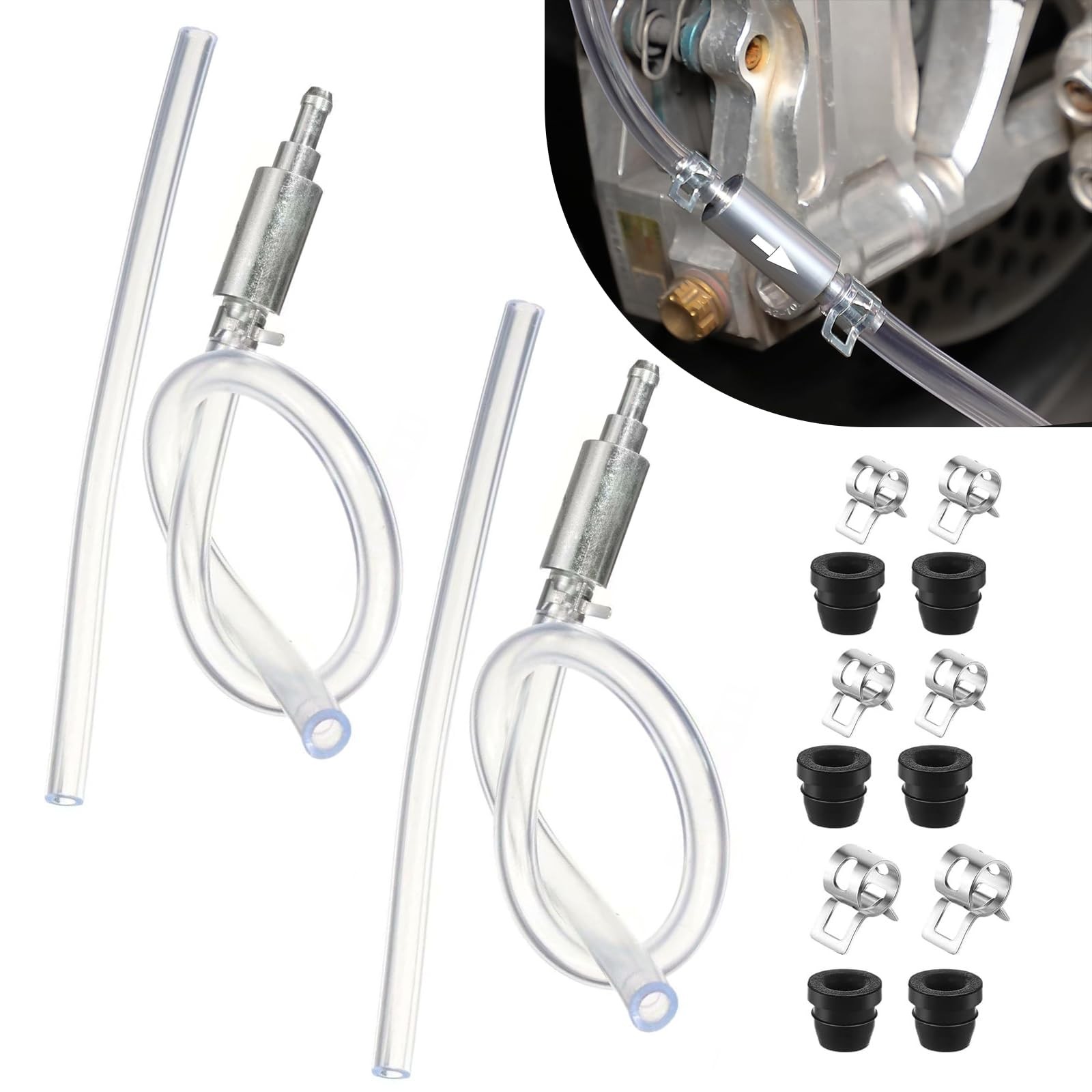 2PCS Brake Bleeder Hose, Motorcycle Hydraulic Brake System Bleeding Tools, Wa…