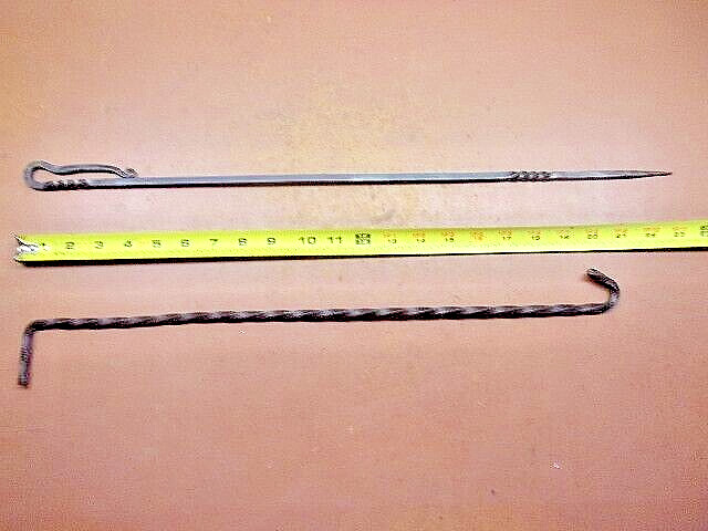 Vintage Pair of Hand Forged Tools 23 1/2″ & 20 1/2″ Pokers w/Unique ‘Twists’