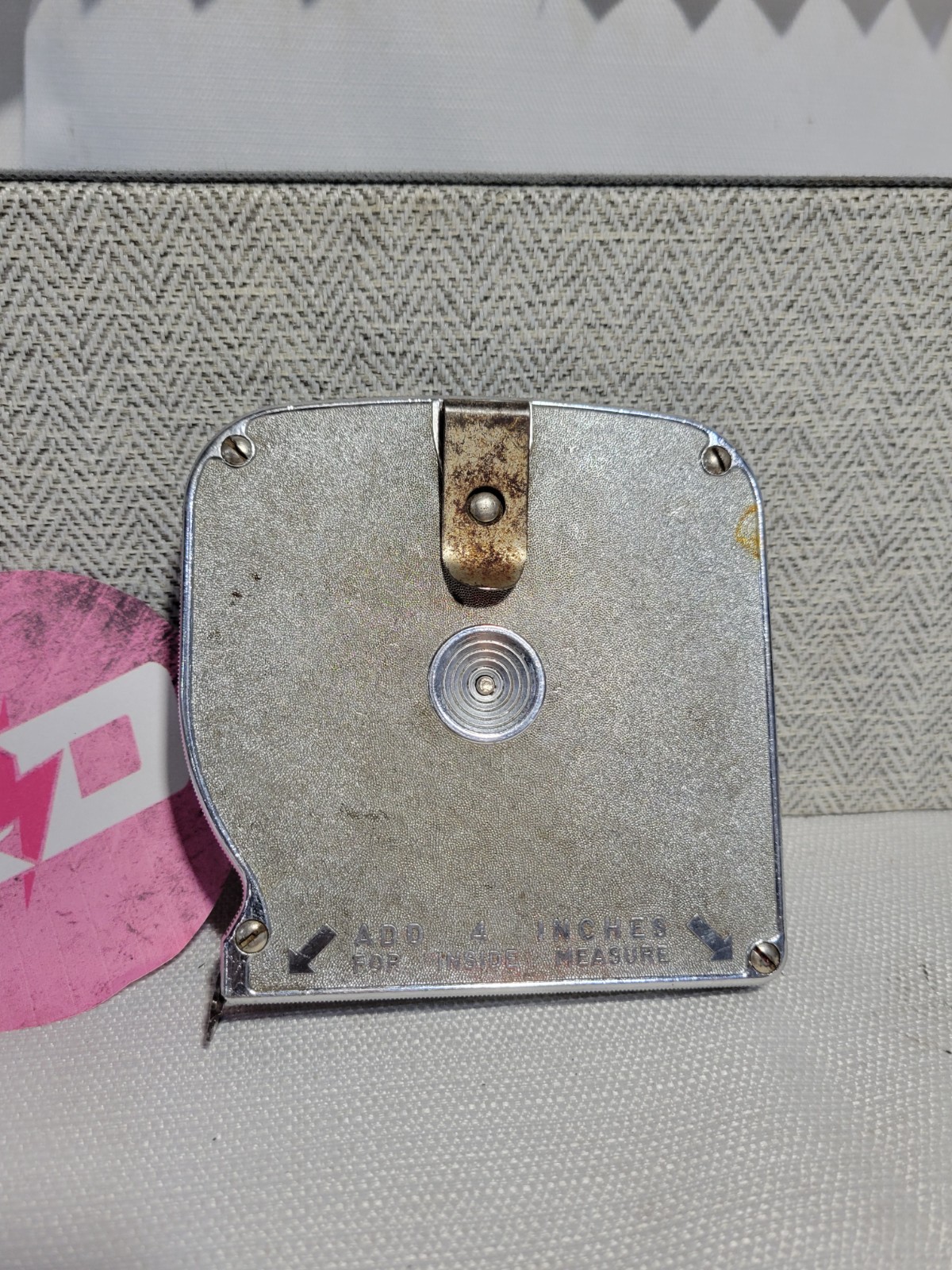 Vintage EVANS 100 ft “WHITE TAPE” Metal Tape Measure MADE IN USA Z100W