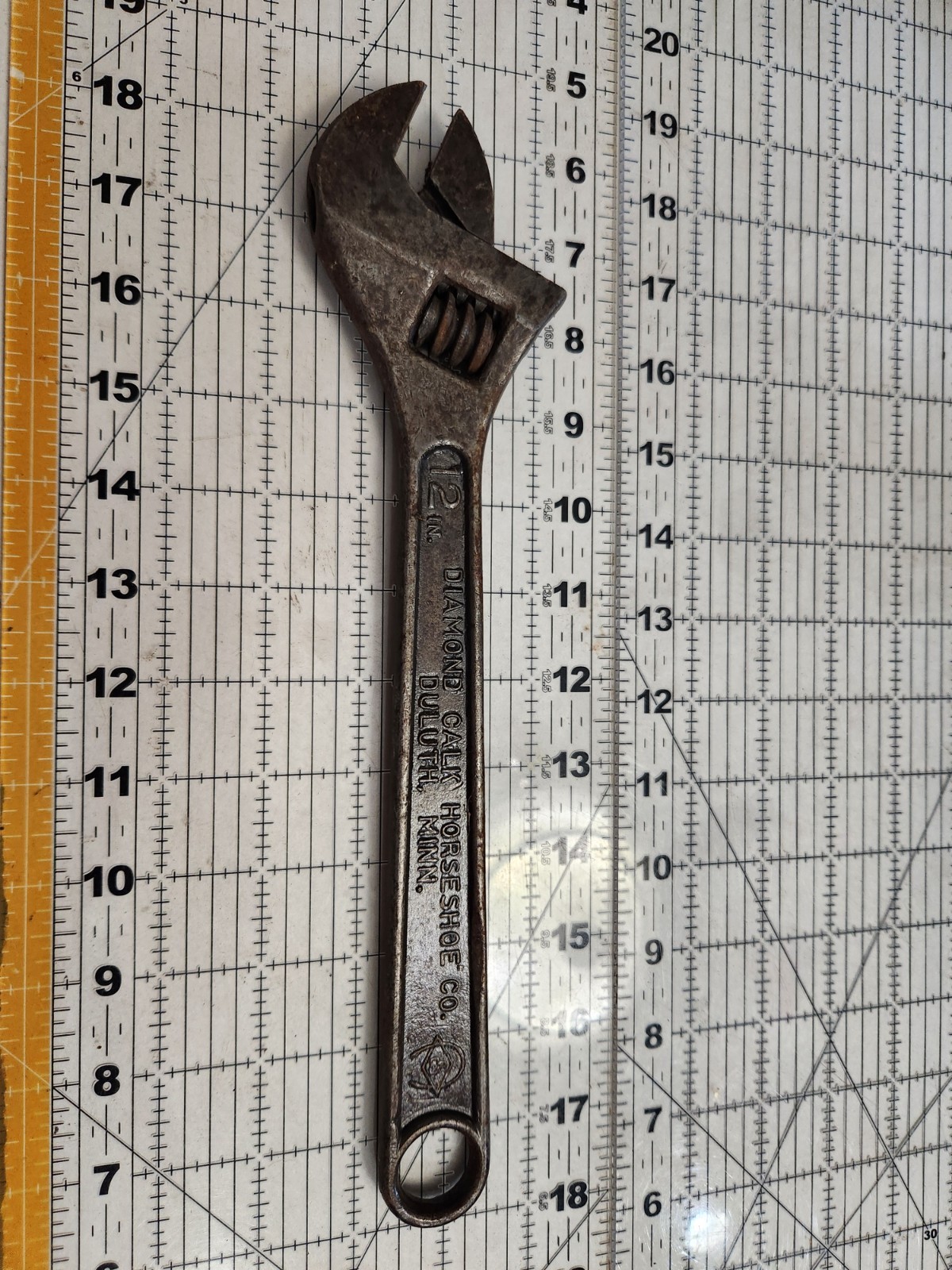 Vintage Diamond 12″ Adjustable Wrench Horseshoe Caulk Crescent Like Early USA