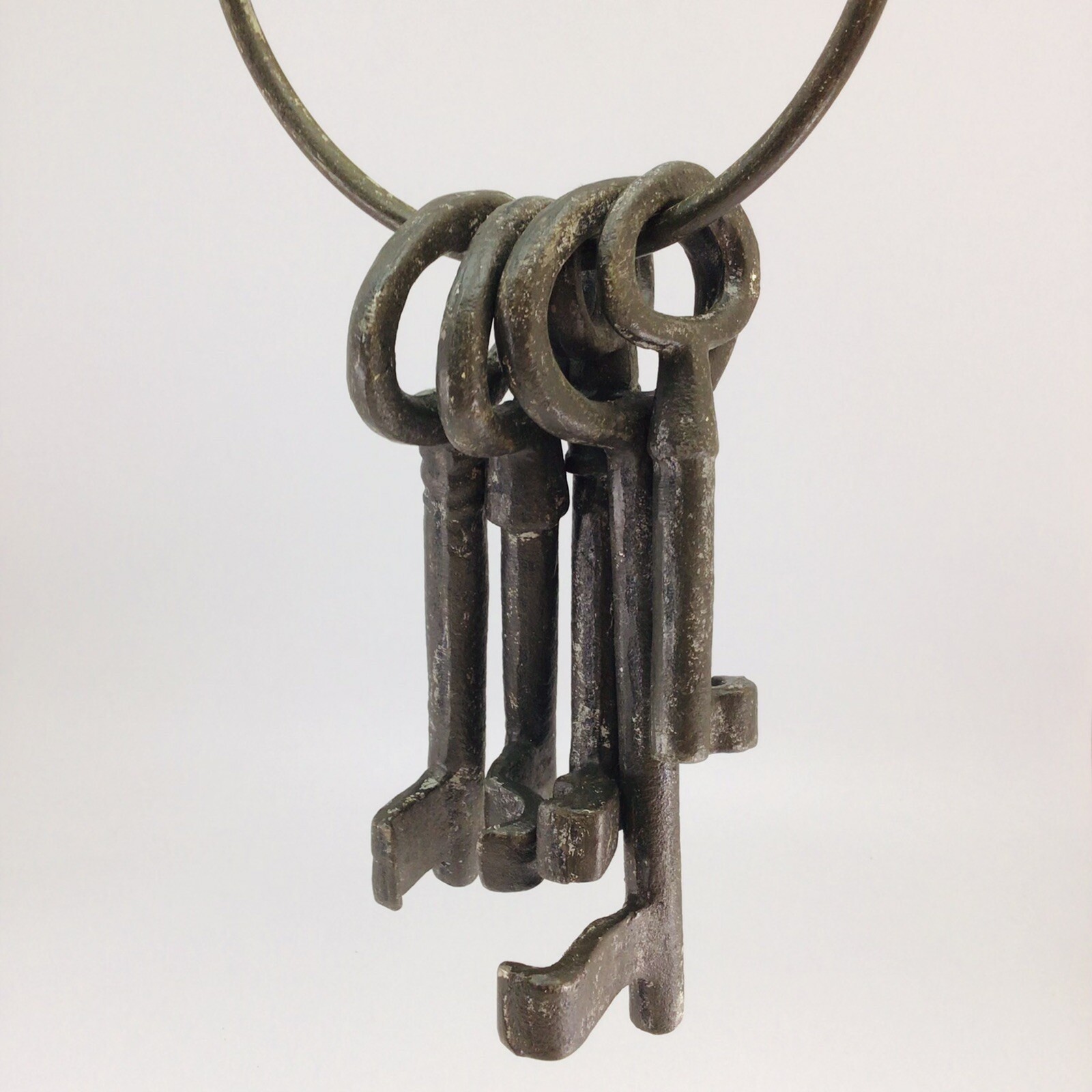 Skeleton Keys on Ring Jail Jailor Dungeon Treasure Chest Set Cast Iron 13” Large