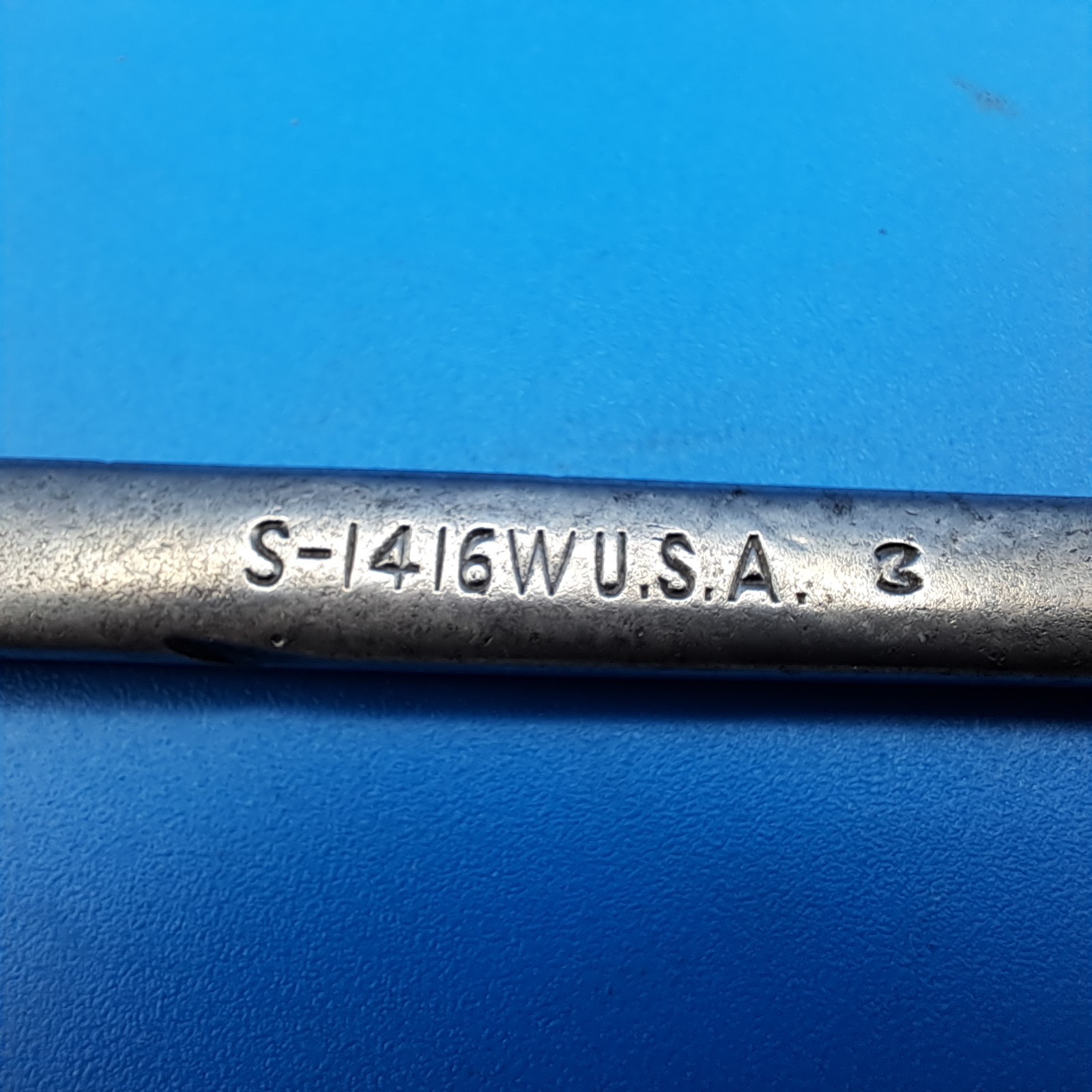 Vintage Snap-on 7/16 x 1/2 Wedge-Grip Open End Wrench, No S-1416W, 1953, USA