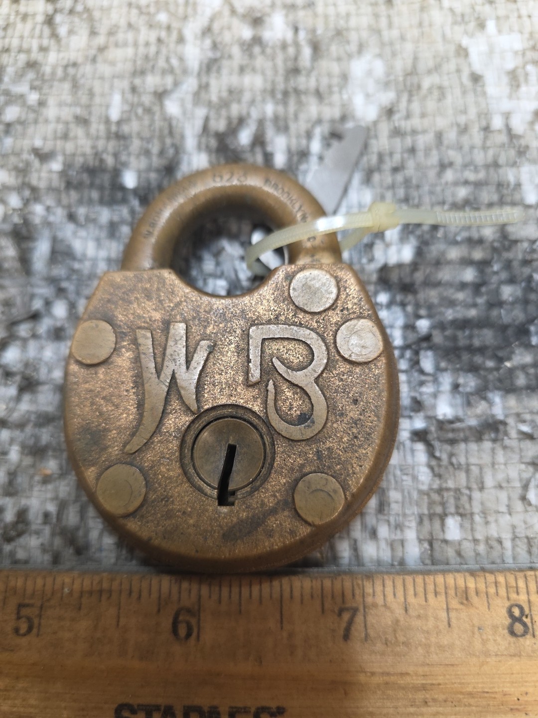 Wilson Bohannan 523 Antique Vintage Lock Padlock Brooklyn NY. 1 FLAT WORKING KEY