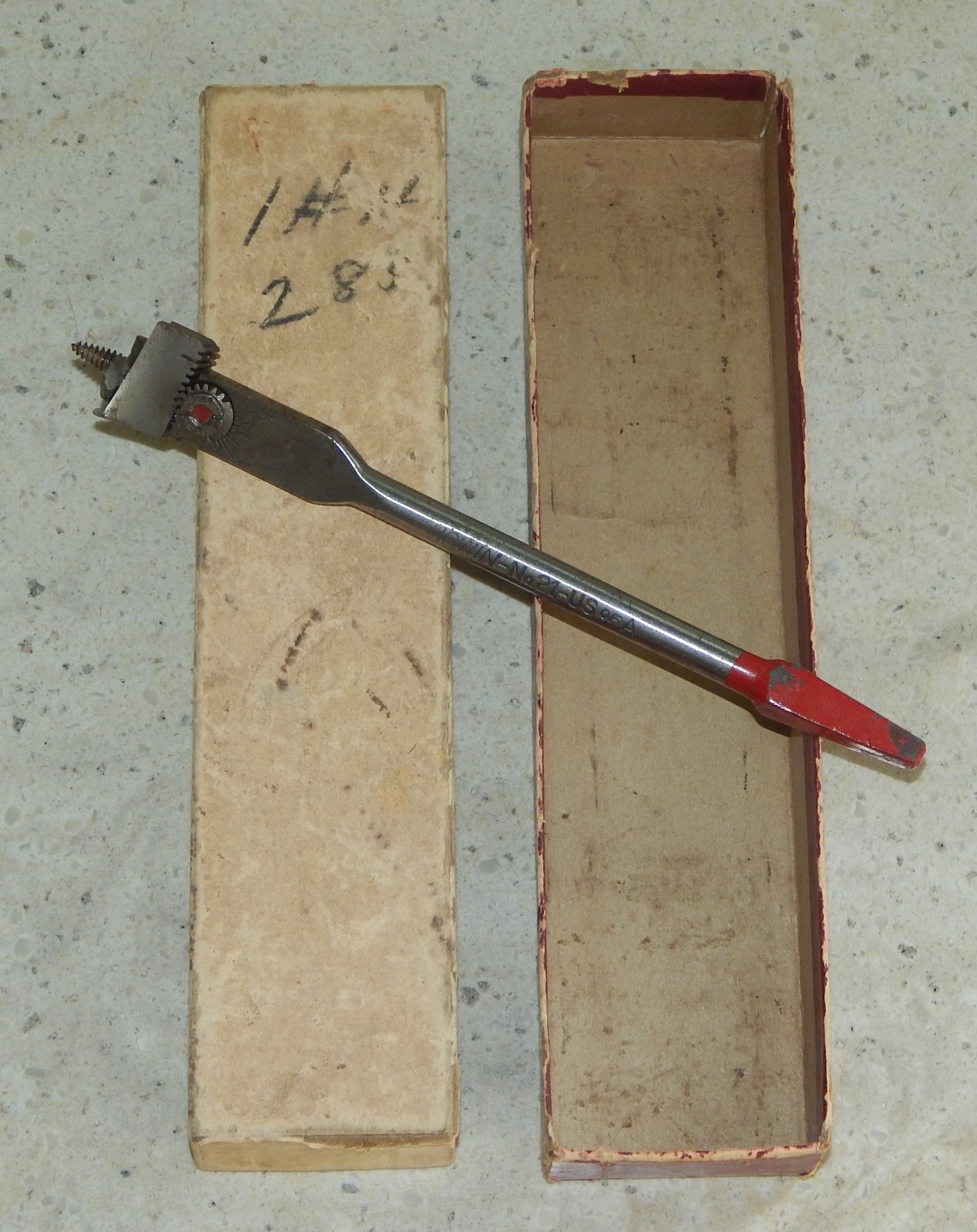 Vintage Antique IRWIN Drill Set Wood Hand Auger T-Handle Brace Expansive #21 Bit