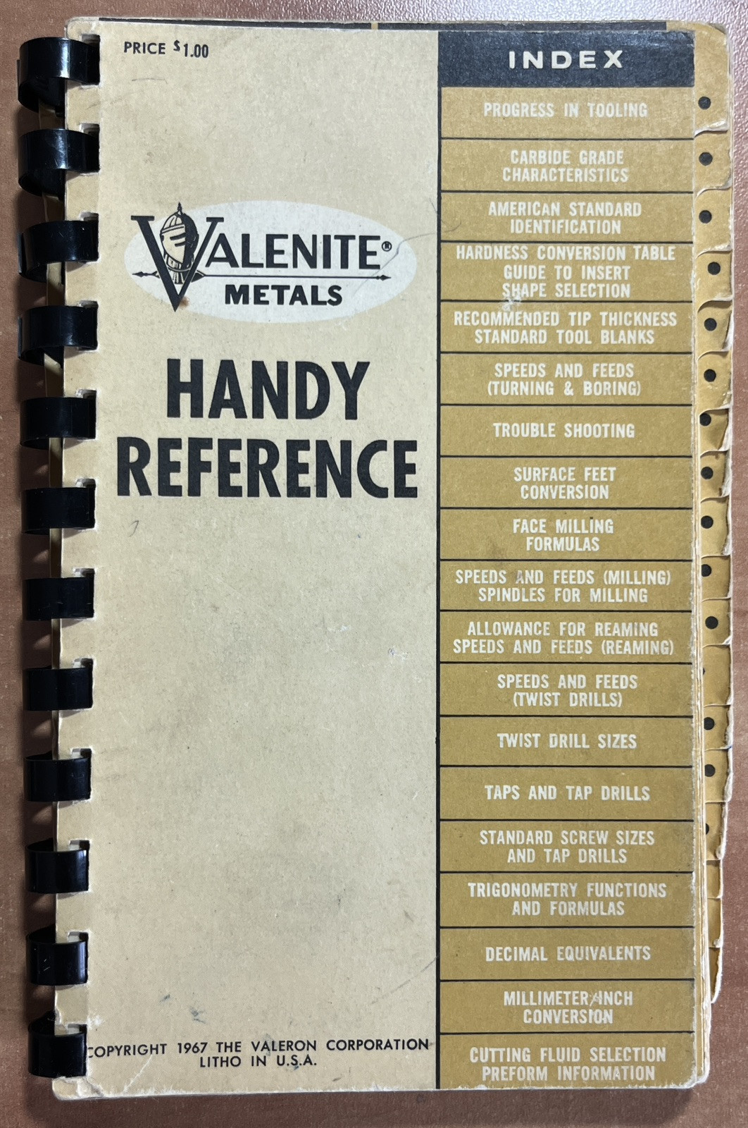 Valenite Metals Handy Reference Booklet 1967 Royal Oak MI