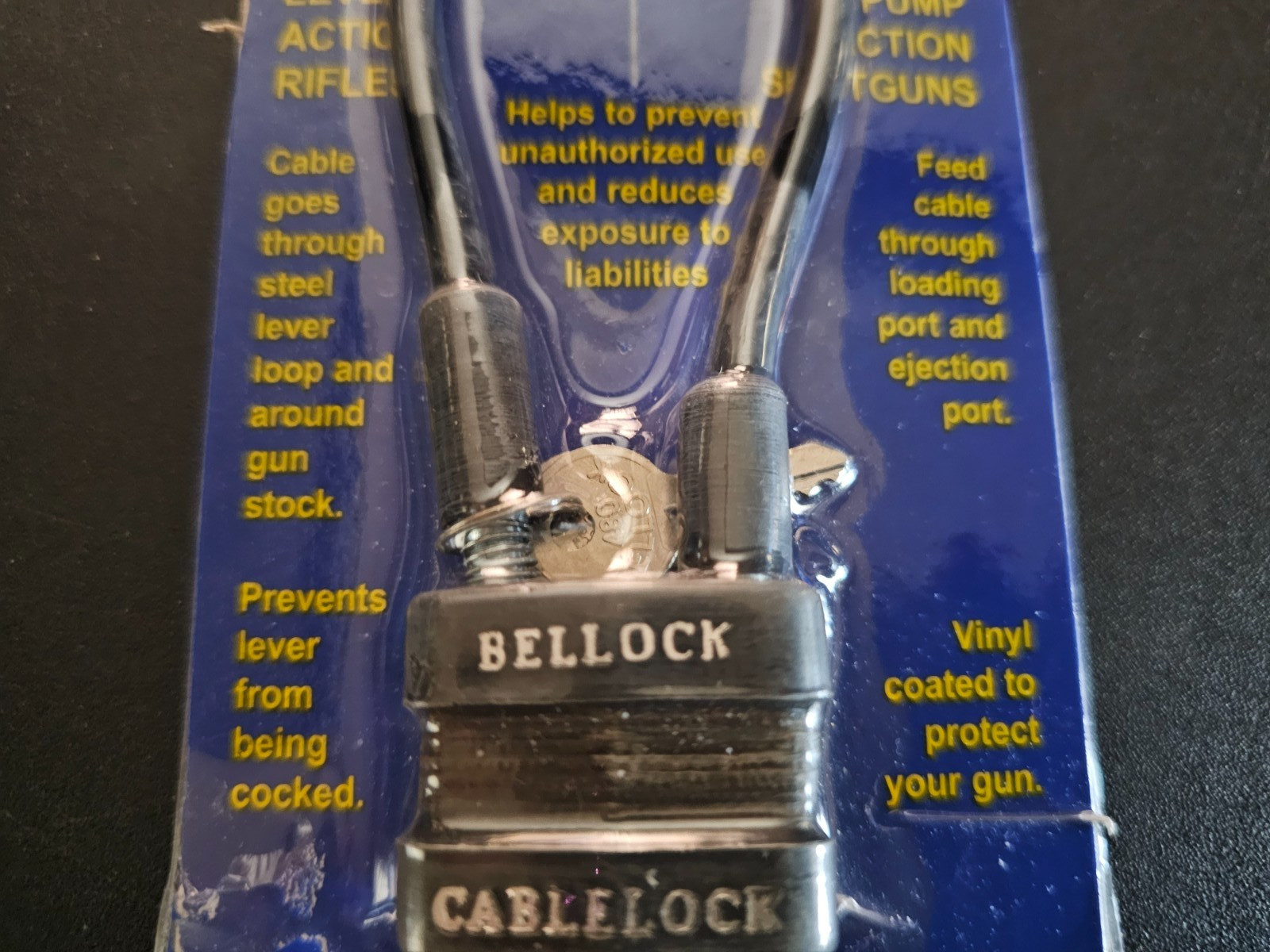 Bellock Keyed Cable Lock For Lever & Pump Action Rifle B300-8″KA Gun Lock 8″