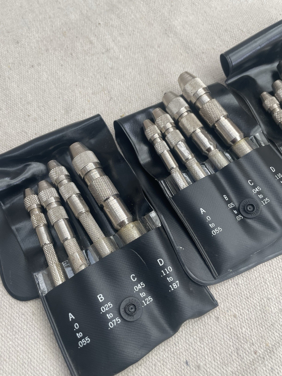 Vintage 3 Pc General Hardware Mfg. Co. No. S-94 Pin Vises Set (A-D) w/Pouch USA