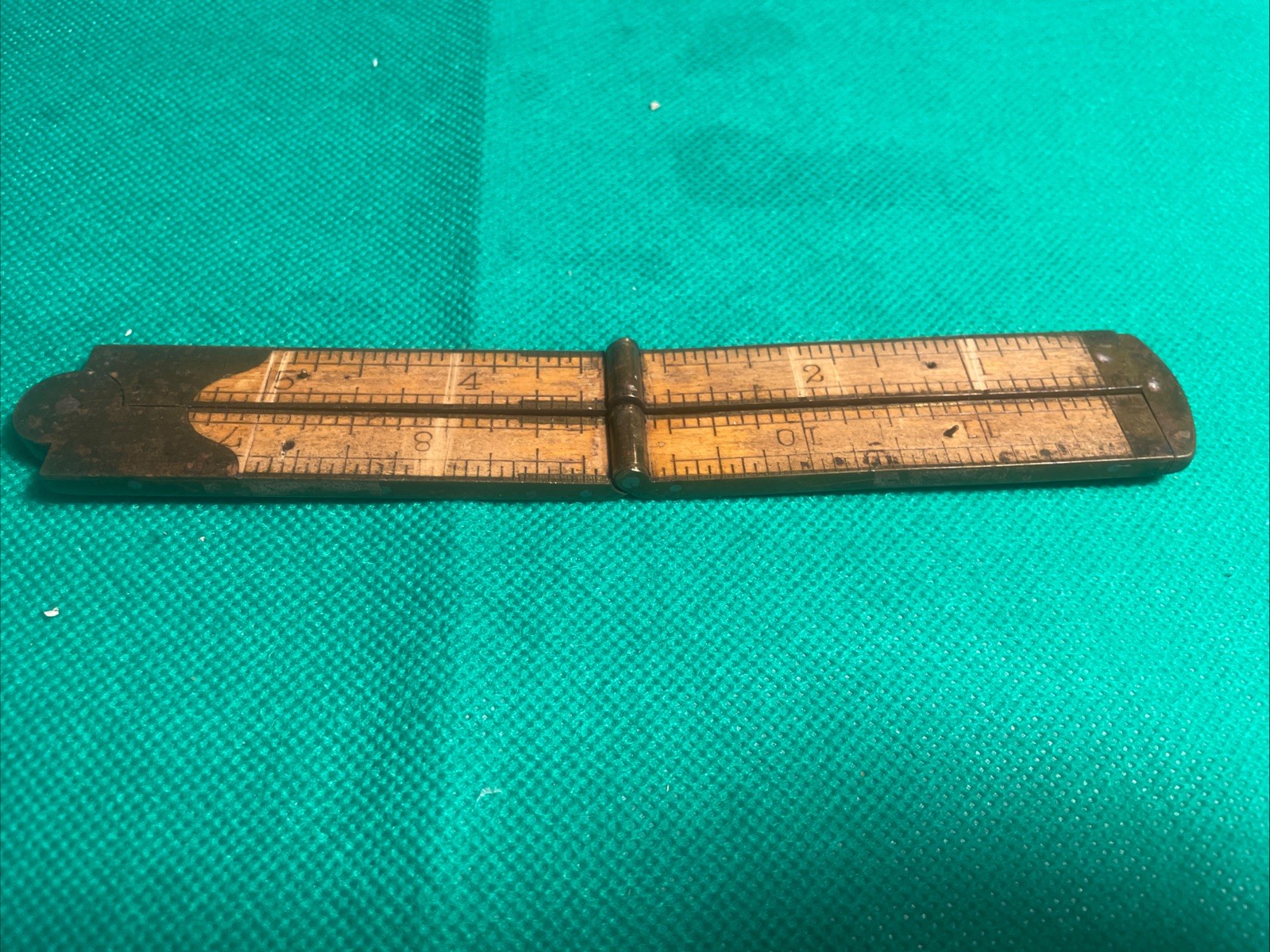 Vtg Stanley No. 32 1/2 Folding Boxwood Brass Caliper Rule USA Carpenter Tool