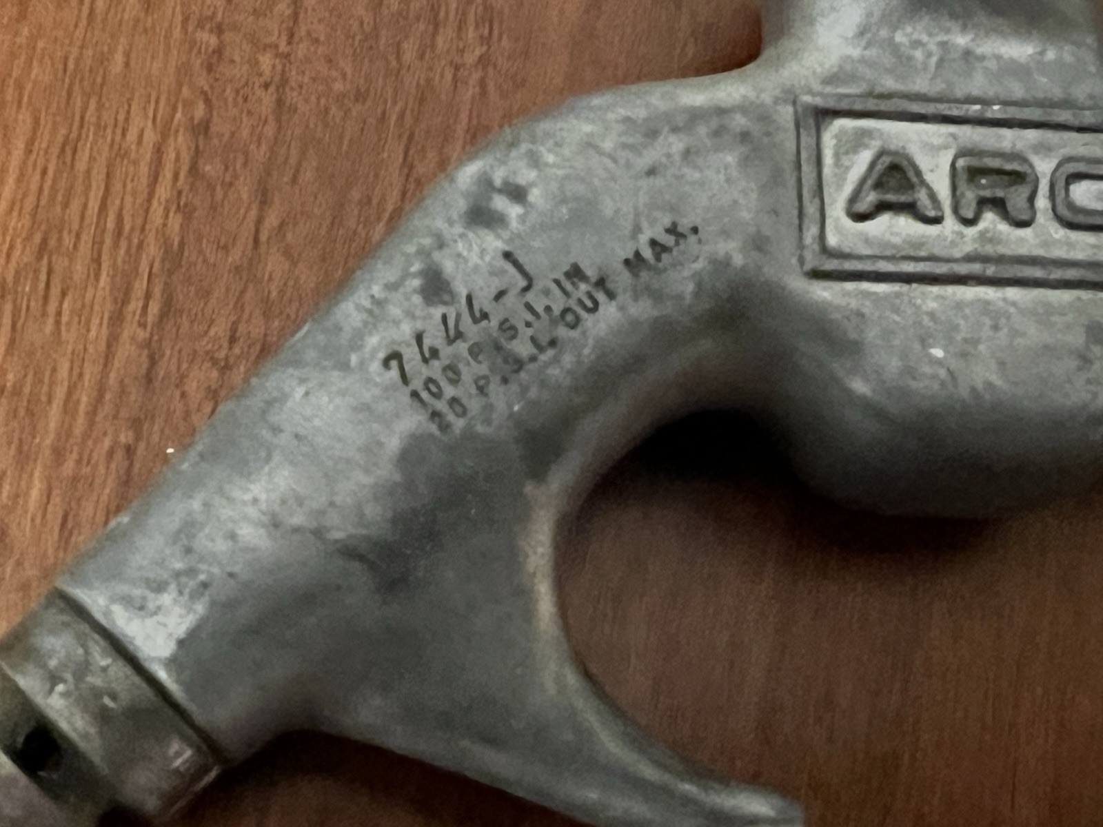 Vintage ARO 7444-J Blow Gun Air Nozzle 100 PSI in 20 PSI Out Silver Tone Mexico