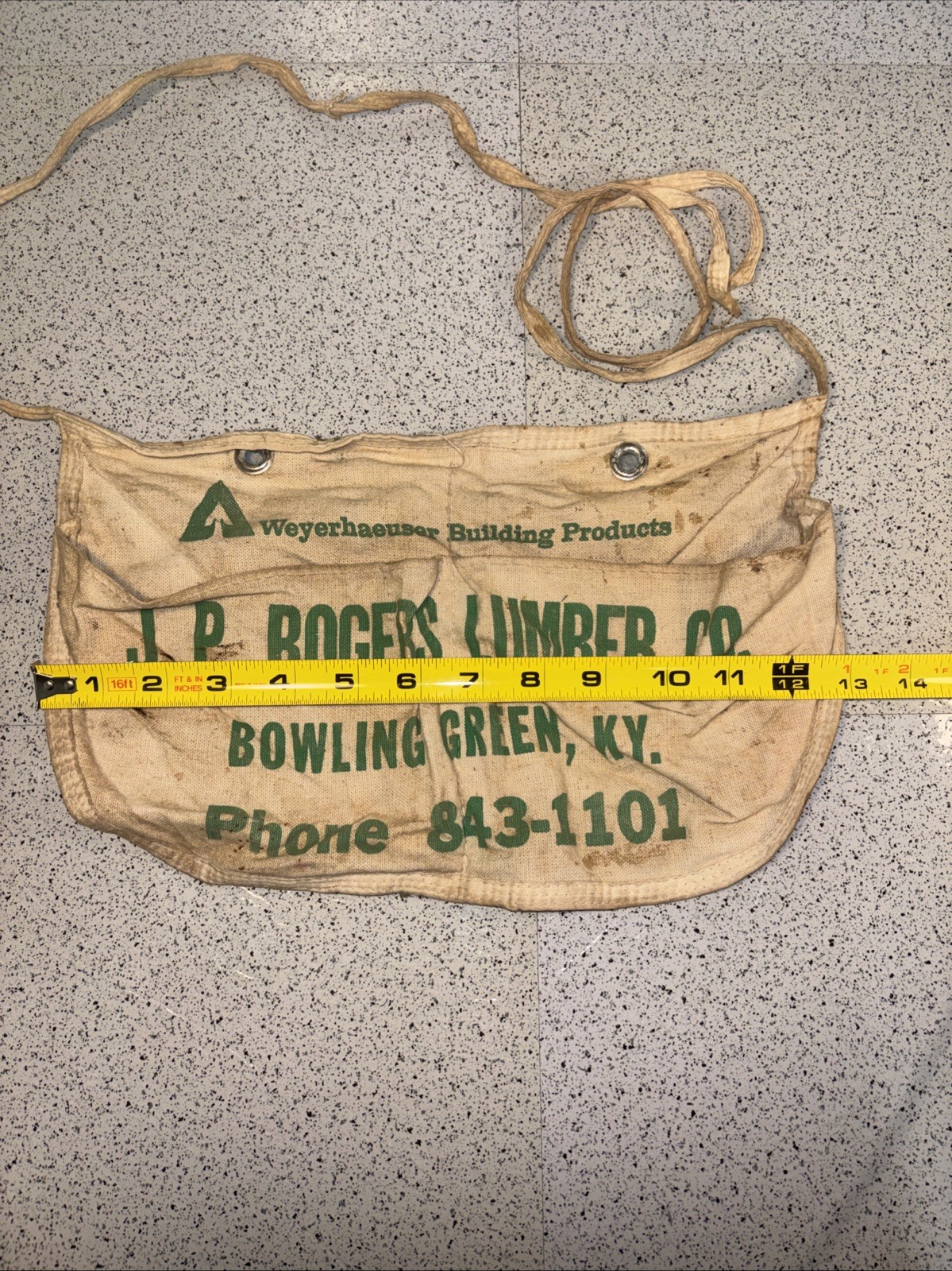 Vintage Lumber Nail Apron J.P. Rogers Bowling Green, KY Weyerhaeuser Building