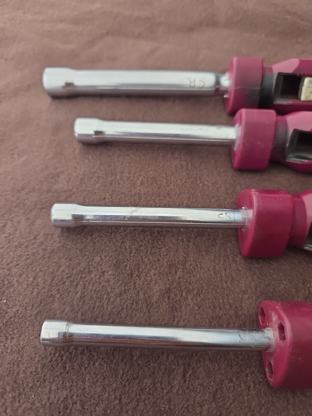 Vtg Rare Montana Tool Nut Driver USA T- Handle Maroon SAE Set Of 4. 1/4″ – 1/2″