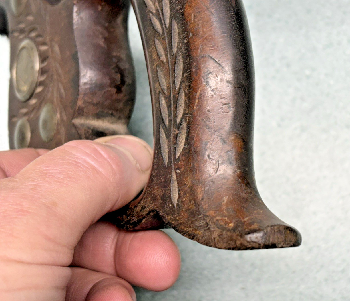 Thumbhole Saw Handle w/ nuts G. H. Bishop hand saw Vintage Tools NICE