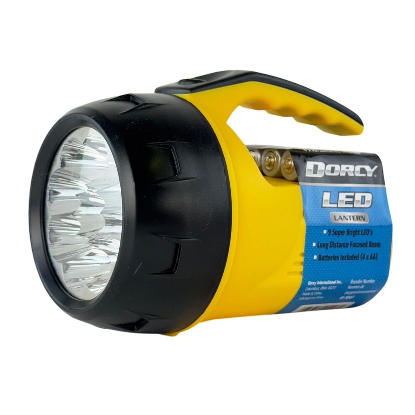 9 LED Handheld Lantern Bright Compact Flashlight with 4 AA Batteries Included