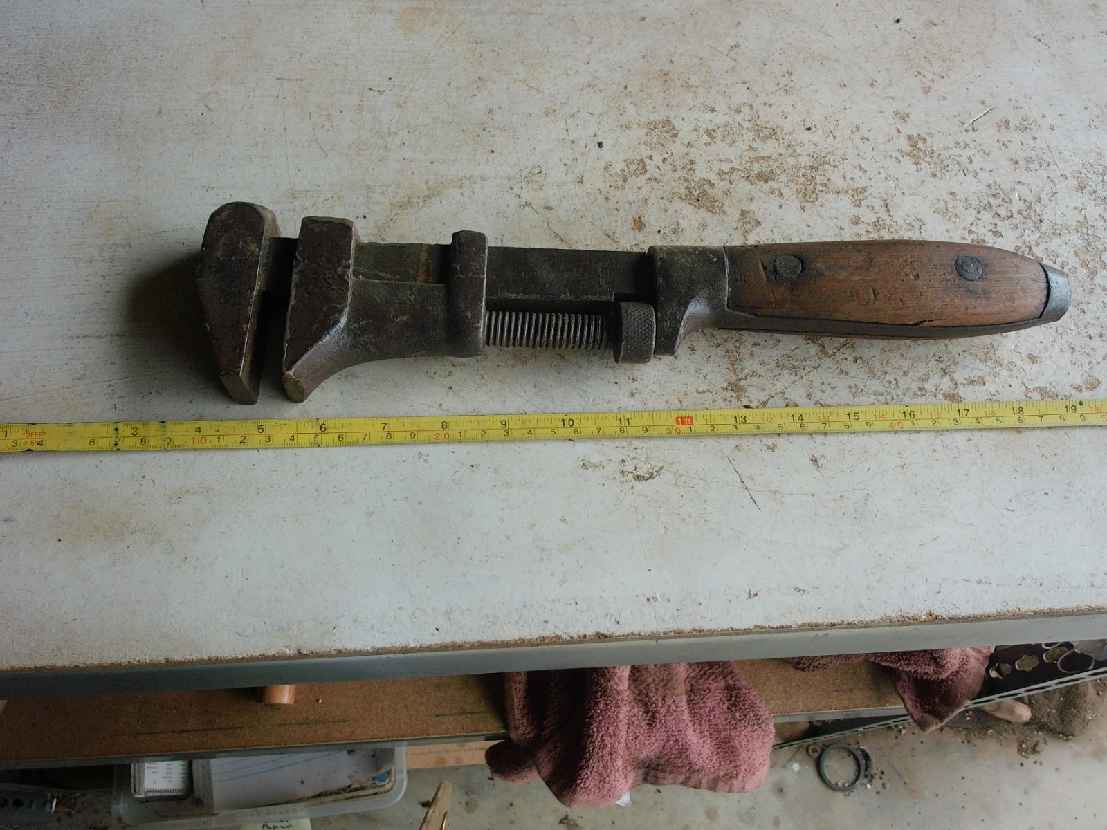 Vintage RARE 15″ Lakeside Wood Handle Adjustable Wrench Lot 26-22-U2