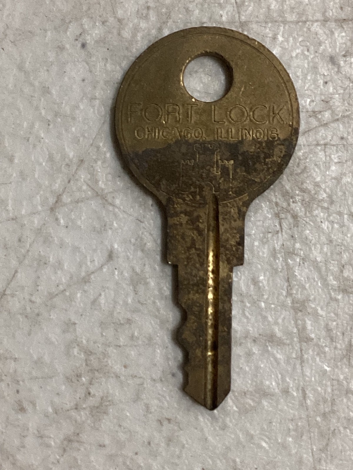 Vintage Brass Key Fort Lock ONE Replacement Chicago—Cabinet Arcade Vending PK625