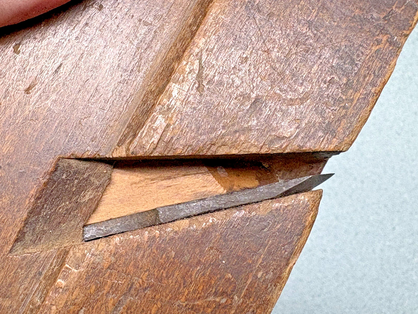 Vtg Antique 18th Century Wood Plane Molding Plane 10″ Long Reverse ogee squares
