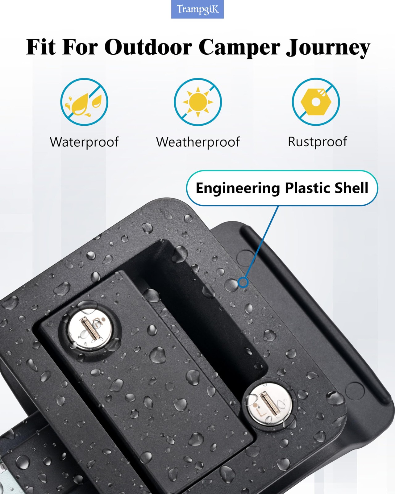 Camper Door Lock Replacement for RVs, Fits 3.65″ x 2.95″ Hole, 2 Locks + 8 Keys