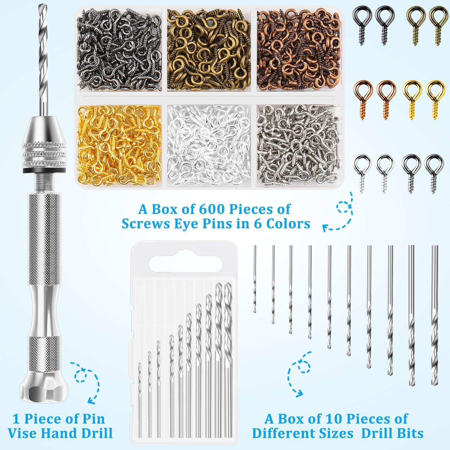 Shynek Pin Vise Hand Drill Set, Manual with 600PCS Small 6 Colors