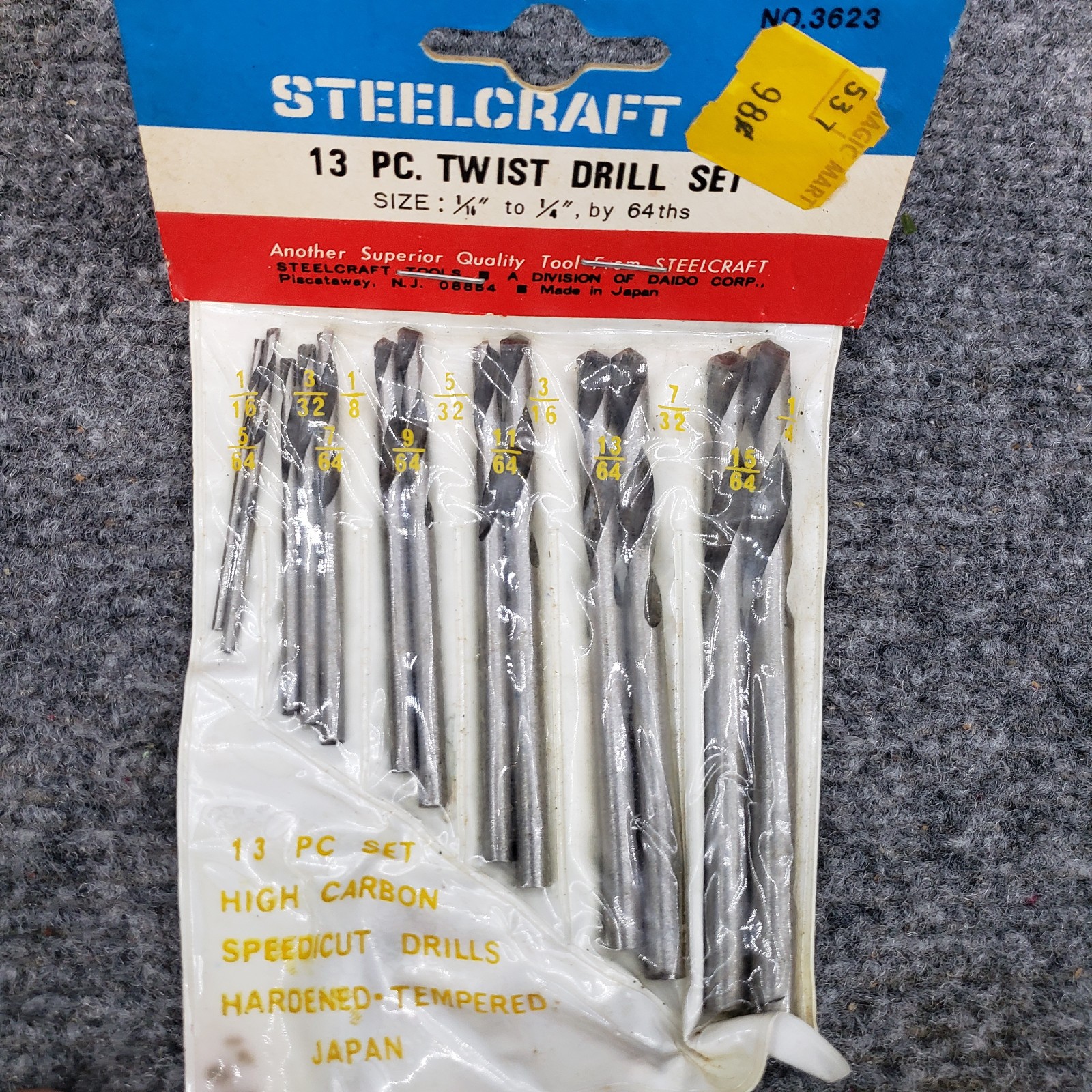 Vintage 12 Pc Steelcraft Chrome Steel Twist Drill Bits NEW JAPAN 1/16 – 1/4