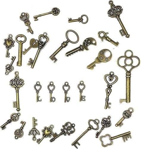 Lot Of 125 Vintage Style Antique Skeleton Furniture Cabinet Old Lock Keys Jewelr