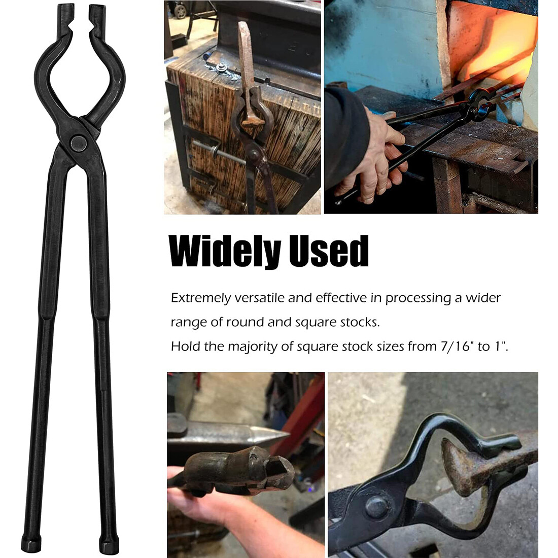 17 Inch V-Bit Bolt Blacksmith Tongs Wolf Jaw Tongs Assembled Knife Making Tongs