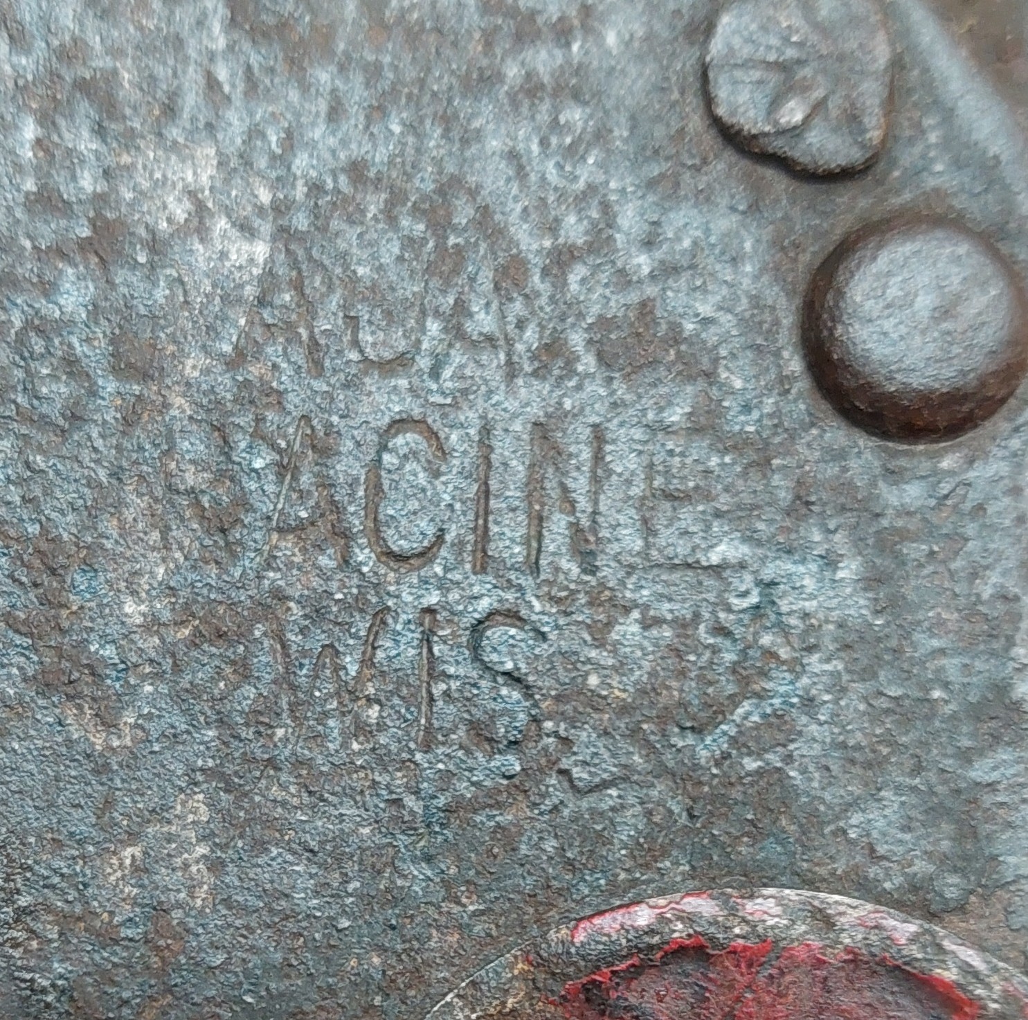 Antique Ajax Auto Parts steel Model-T axle jack (#6?), no handle, stamped, works