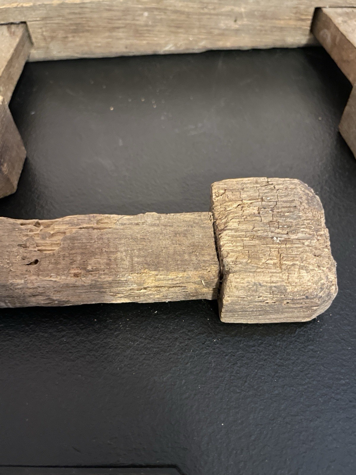 Primitive Antique Amish Oak Wooden Vice Type Tool