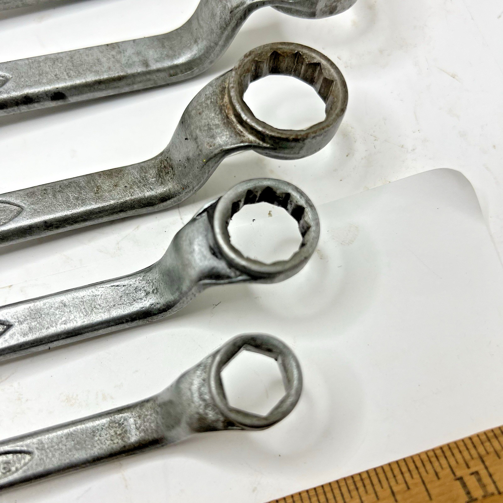 Vintage Lot 5 Forged Select Steel SAE DBE Offset Double Box End Wrench Set (USA)