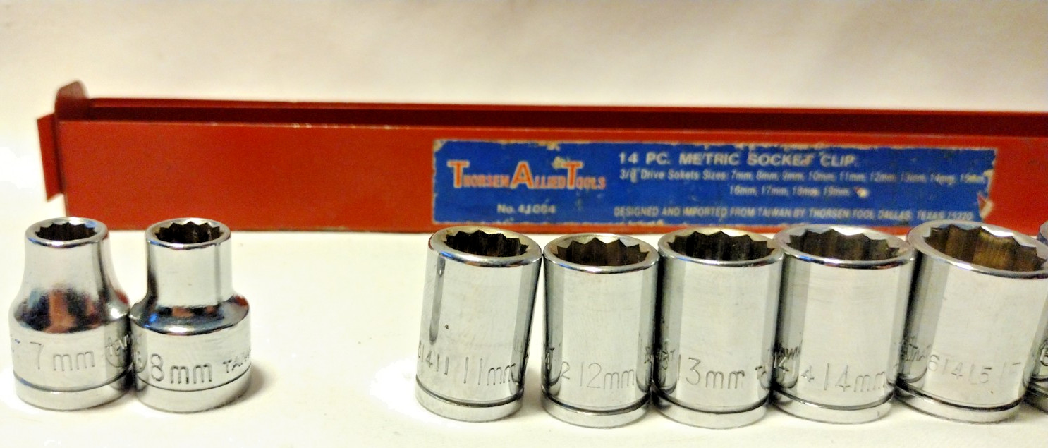 Vtg Thorsen USA Metric 12 Point 3/8” Drive 12 Pcs Socket Set Missing 9 & 10mm B2