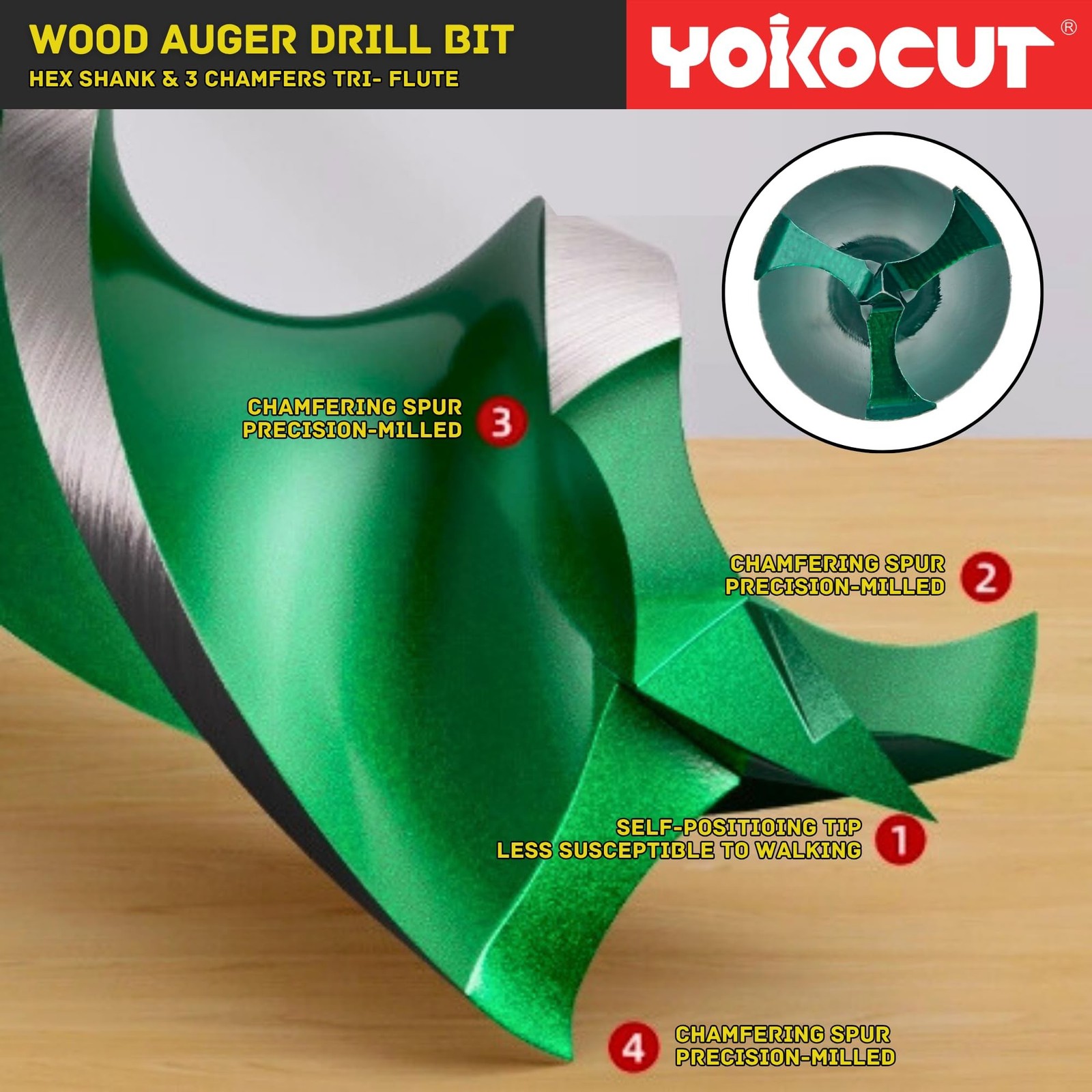 3/4″x 12″ Auger Drill Bit for Wood, Hex Shank Tri-Flute Wood Drill Bits, Ship…