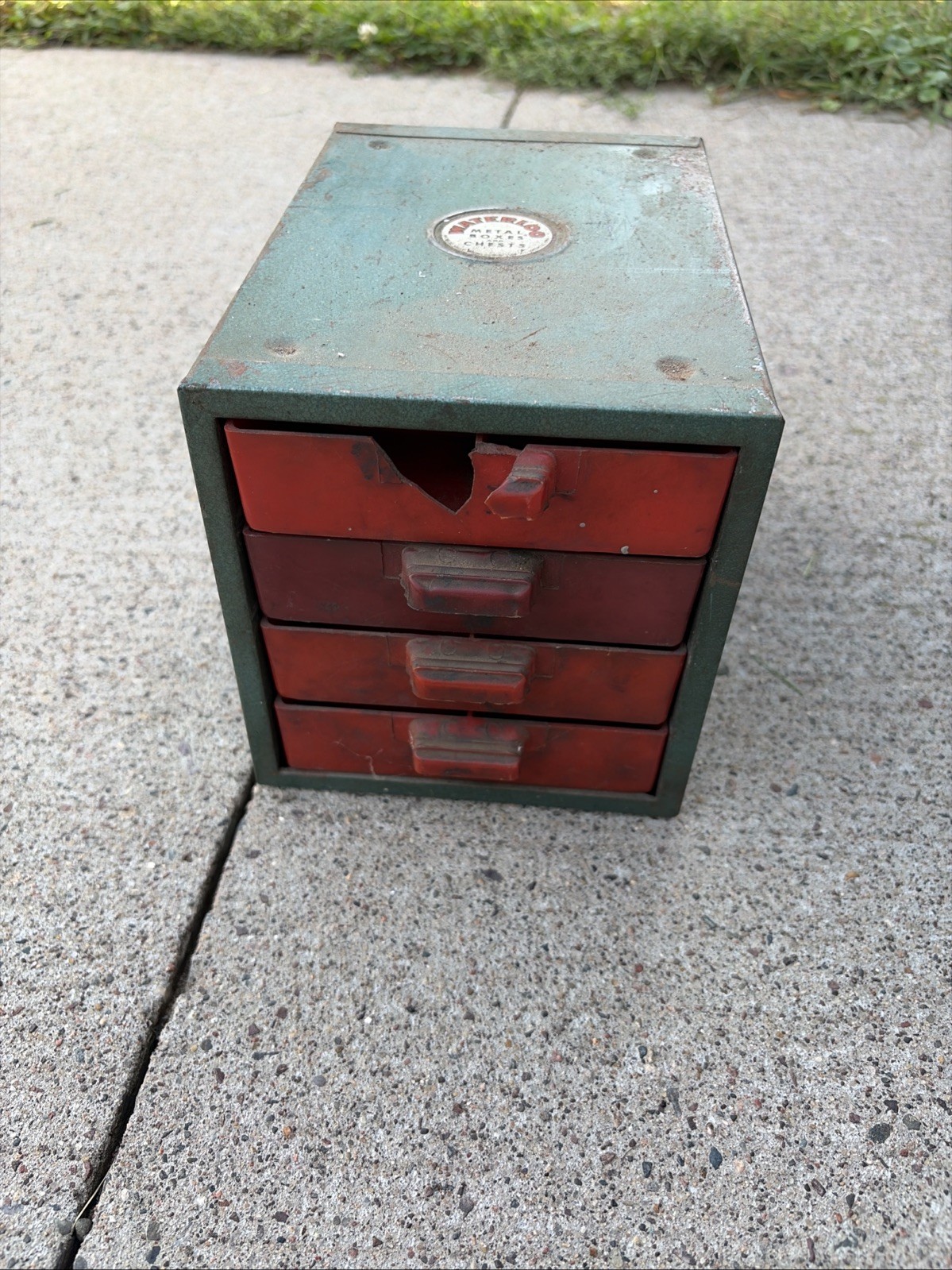 Vintage Waterloo Metal Box 4 Drawer Metal Toolbox Bins Small Part Bin Green