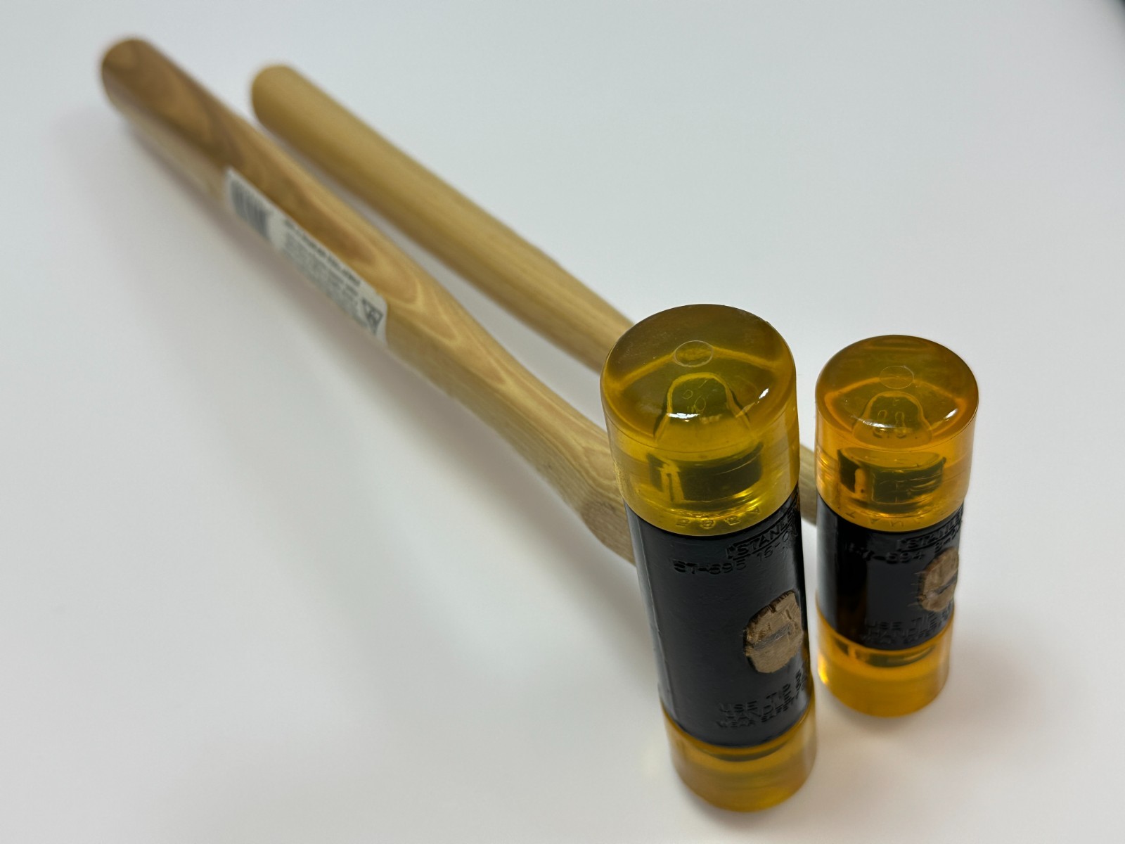 NOS Stanley Tools USA 2pc Soft Face Hammer Set Pair Hickory Handle 57-594 57-595