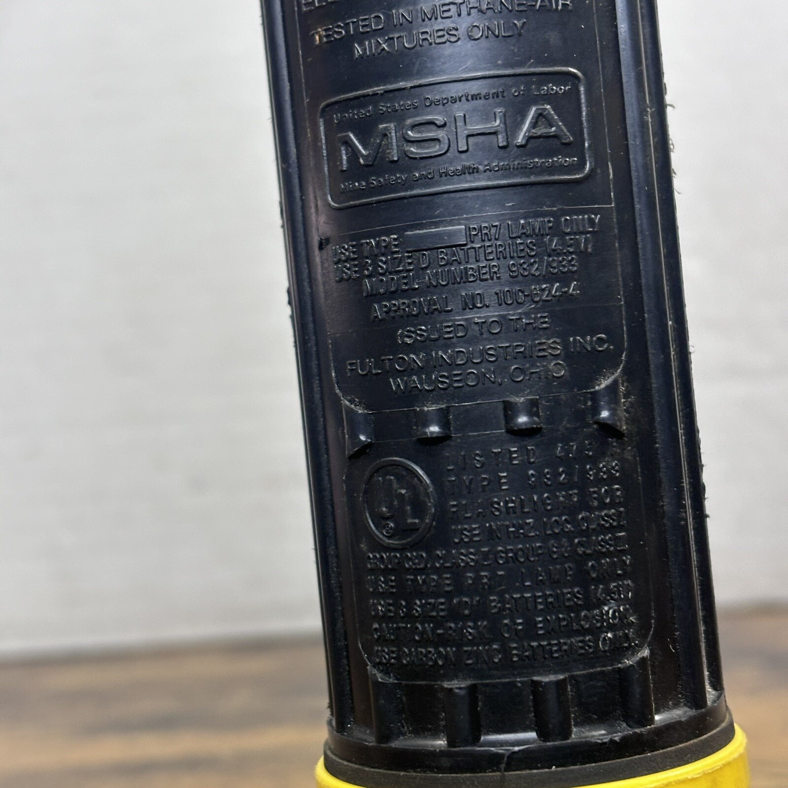 Fulton MSHA Permissible Electric Mining Flashlight Model 932/933 – PR7 Lamp VTG