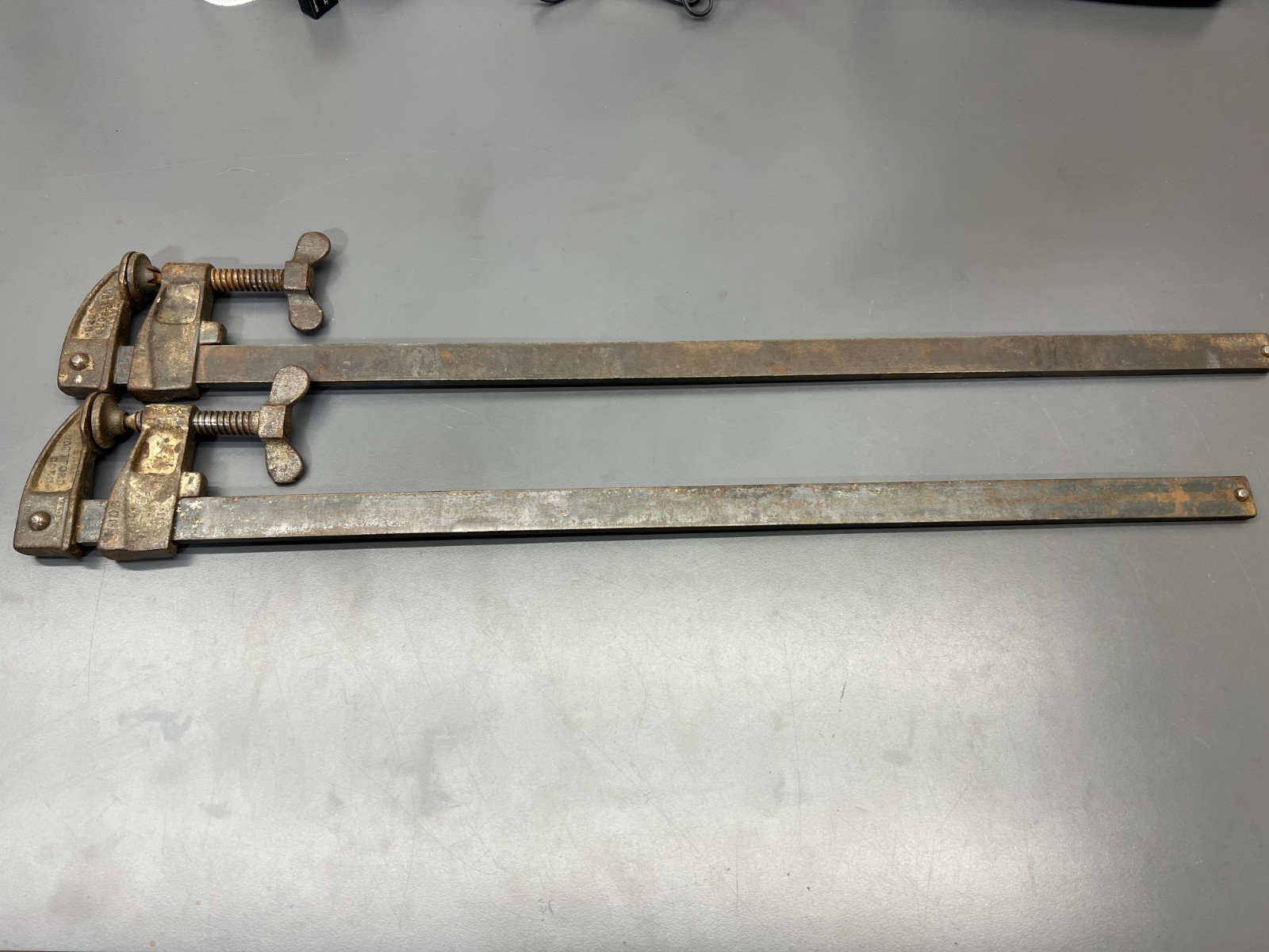 VINTAGE 2PC HARTFORD CLAMP CO. 16C HEAVY DUTY BAR CLAMP SET 30″ – MADE IN USA