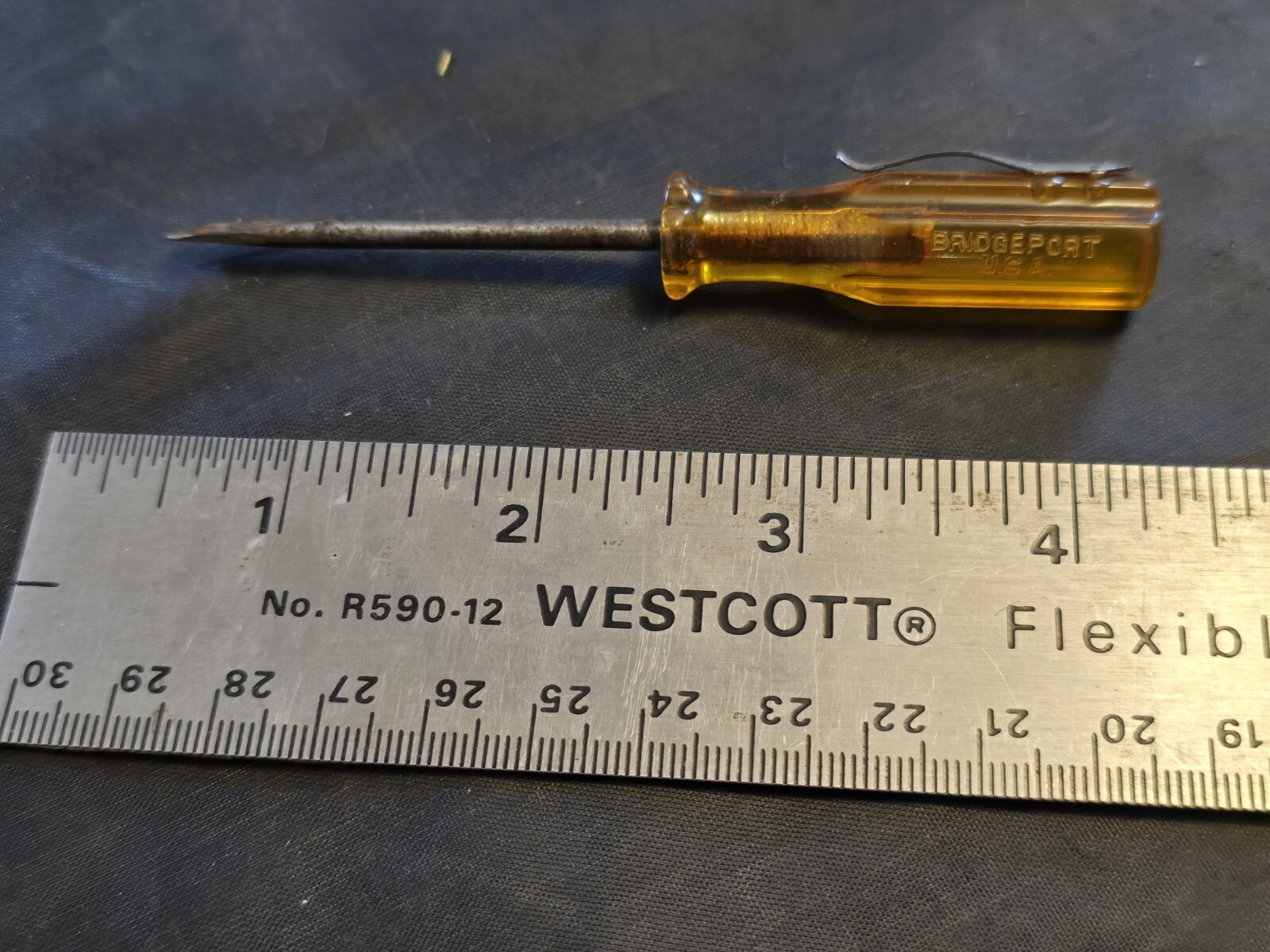 ANTIQUE VINTAGE BRIDGEPORT POCKET SCREWDRIVER 4” Orange Plastic Handle USA