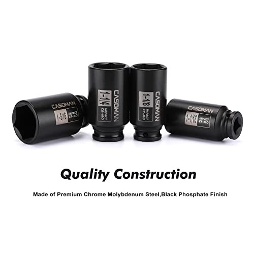 1/2-Inch Drive Deep Spindle Axle Nut Impact Socket 1/2″ Dr. 8pcs (1″ – 1-1/2″)