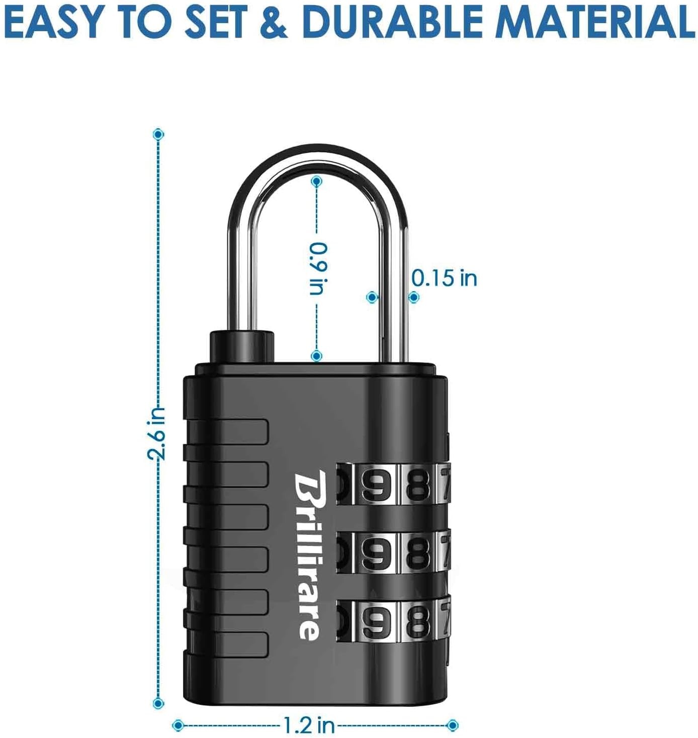 8 Pack Combination Lock, 3-Digit Waterproof Keyless Padlock, Zinc Alloy Outdoor