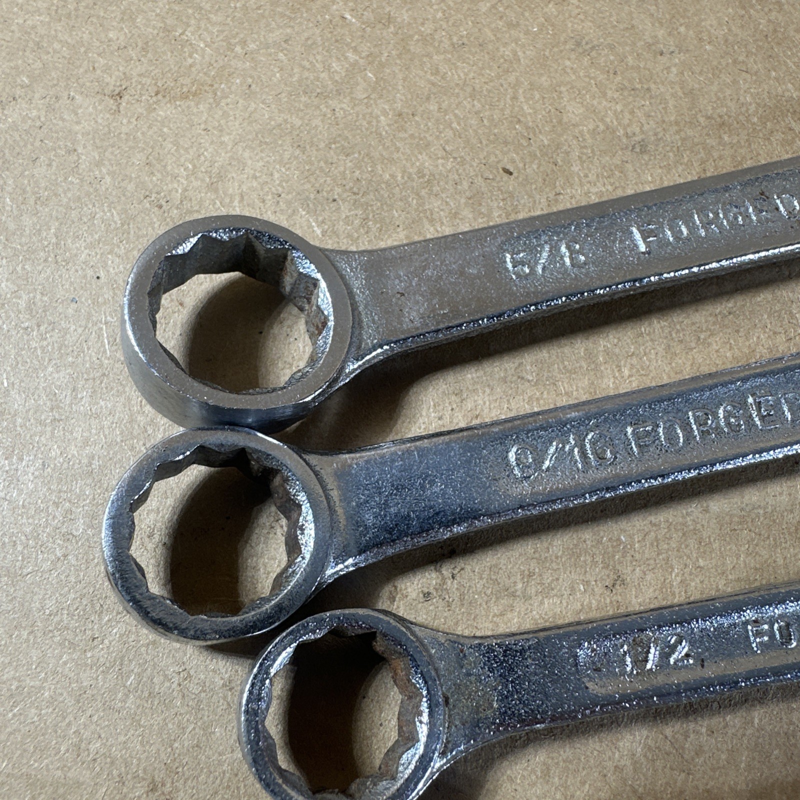 Vintage Forged In USA 4 Pc. Combination Wrench Set 3/8” – 5/8” Inch SAE 12 Point