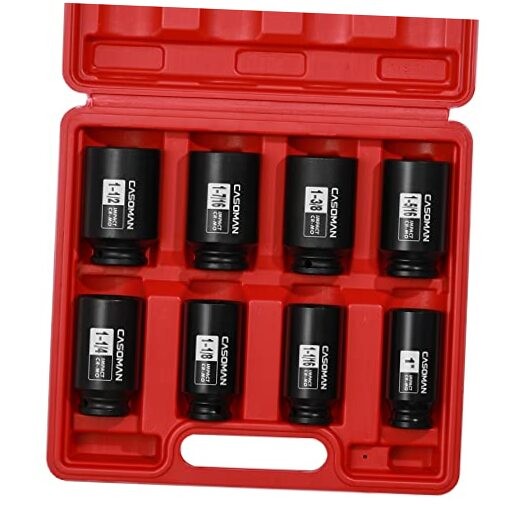 1/2-Inch Drive Deep Spindle Axle Nut Impact Socket 1/2″ Dr. 8pcs (1″ – 1-1/2″)