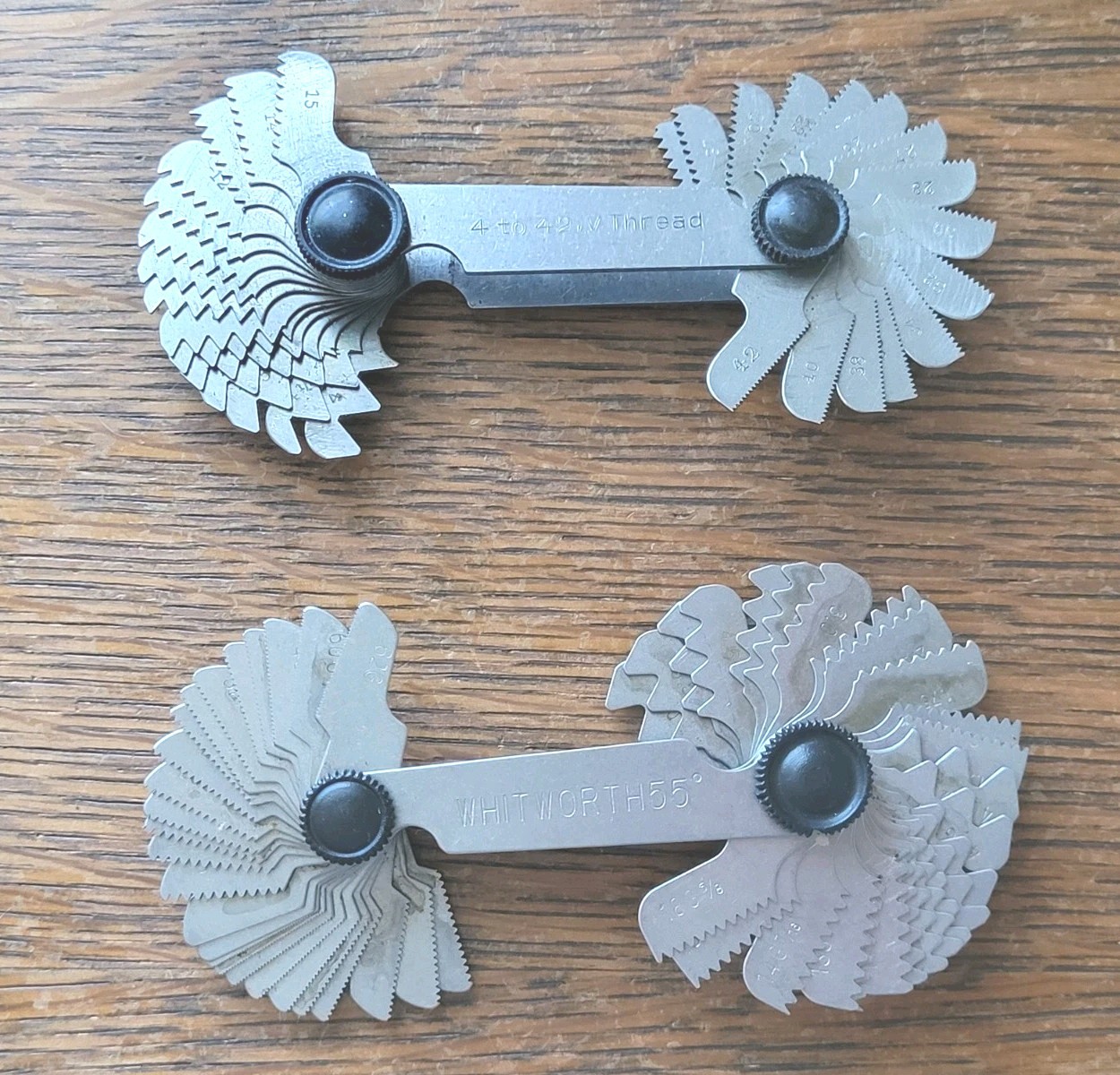 (2) Vintage Screw Pitch Gages- Helios & Metrisch 60°/Whitworth 55°