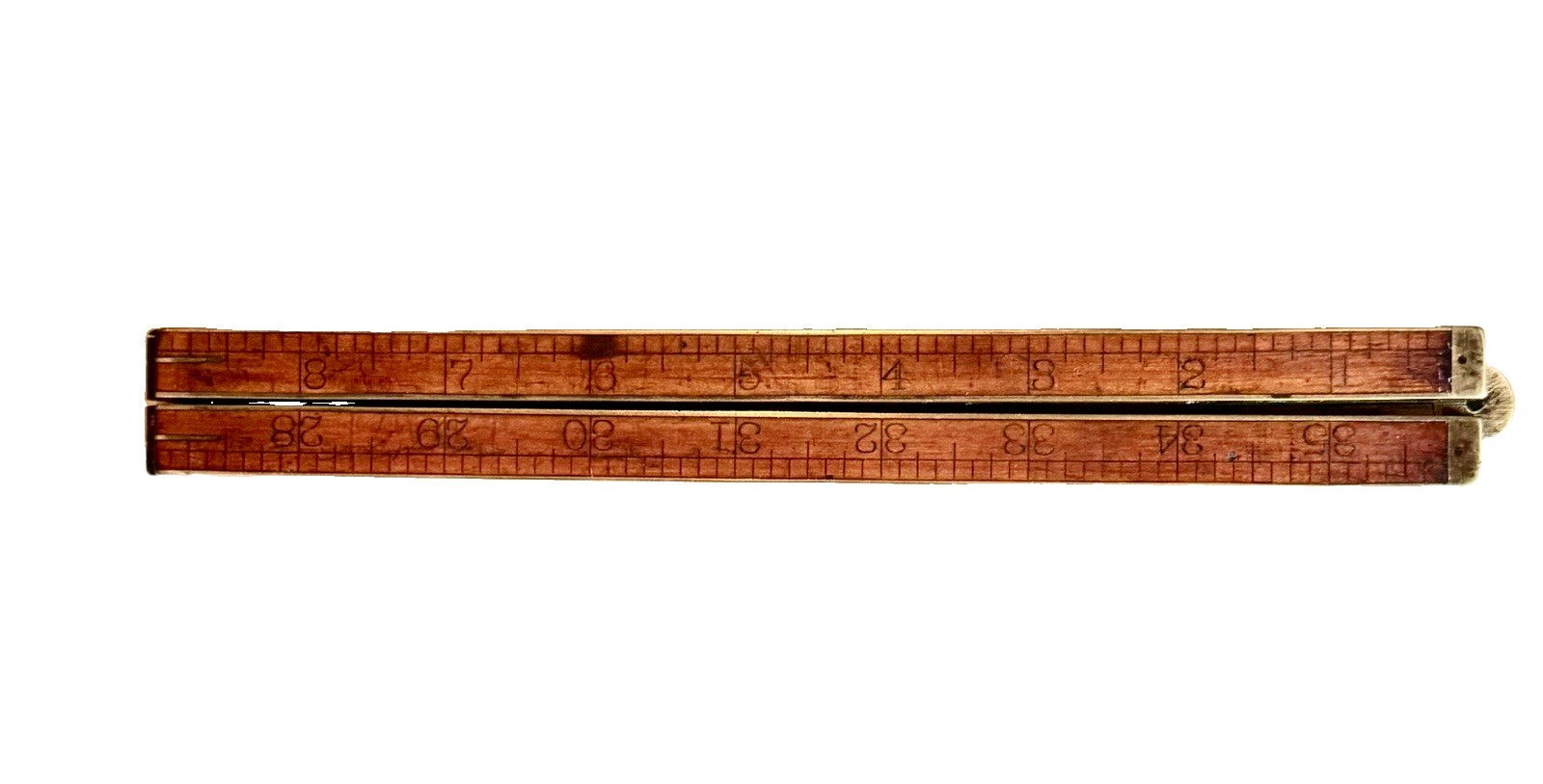 Antique Stanley No 66 3/4 Folding Rule 36” Wood Brass Bound Vintage USA