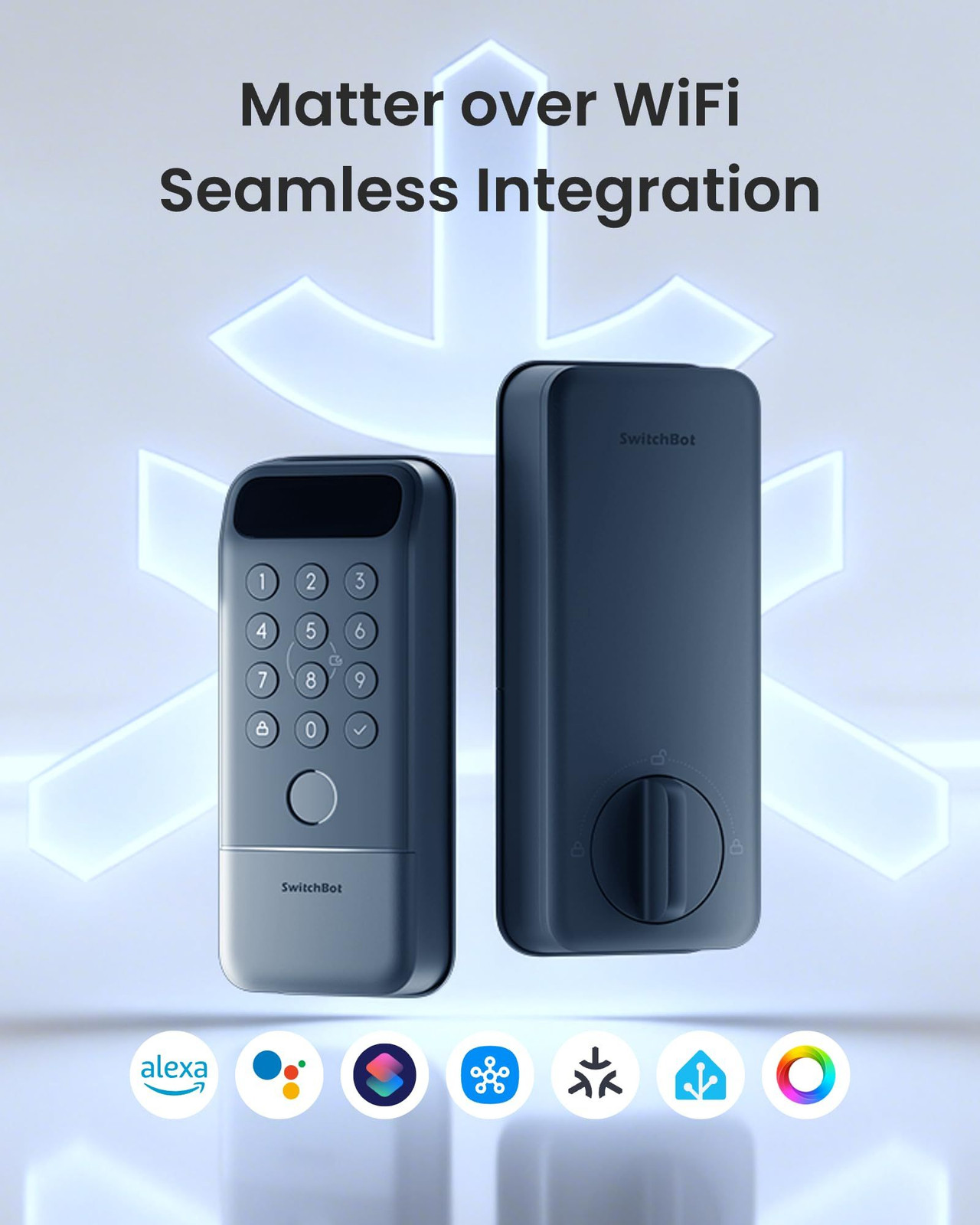 SwitchBot Lock Vision Pro Smart Lock, 3D Face Recognition + Palm Matte Black